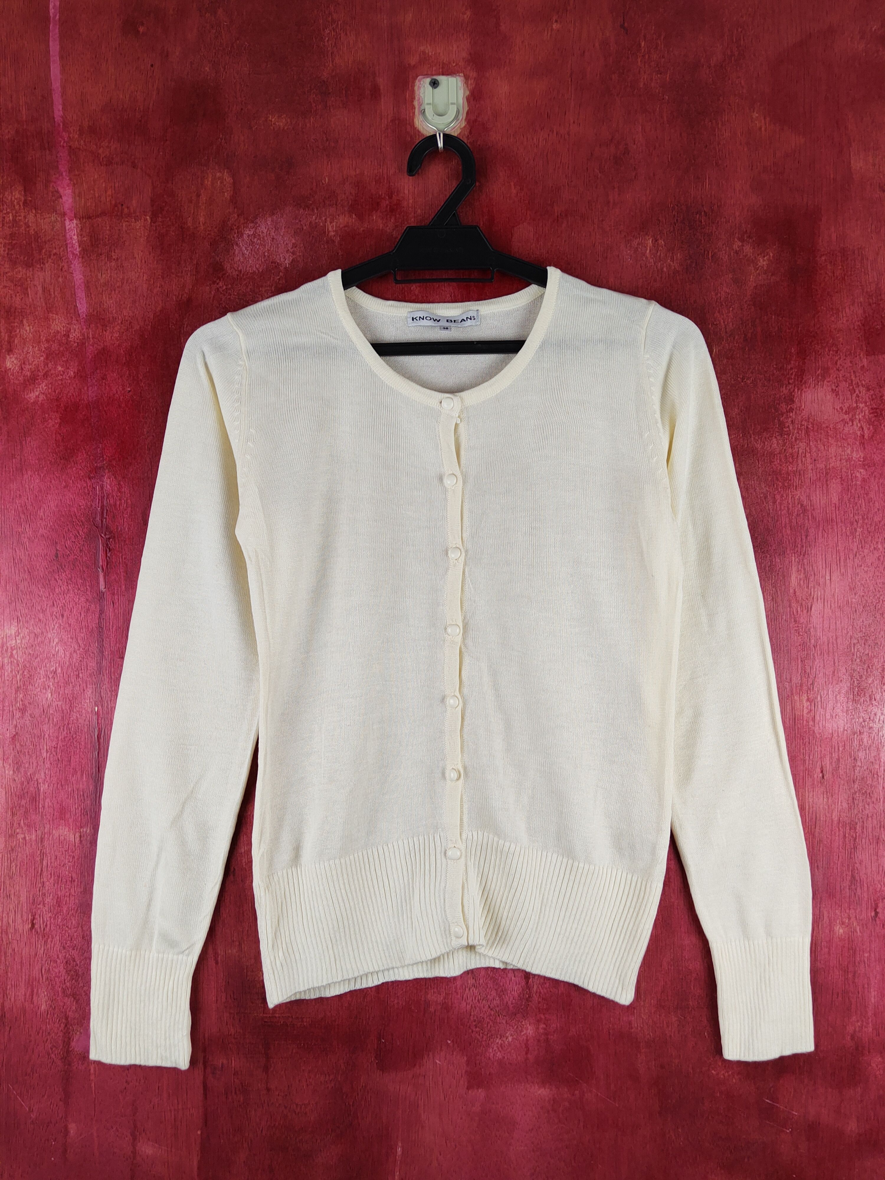 Japanese Brand Know Beans Light Yellow Knitwear Cardigan #S1248 Size S / US 4 / IT 40 - 1 Thumbnail