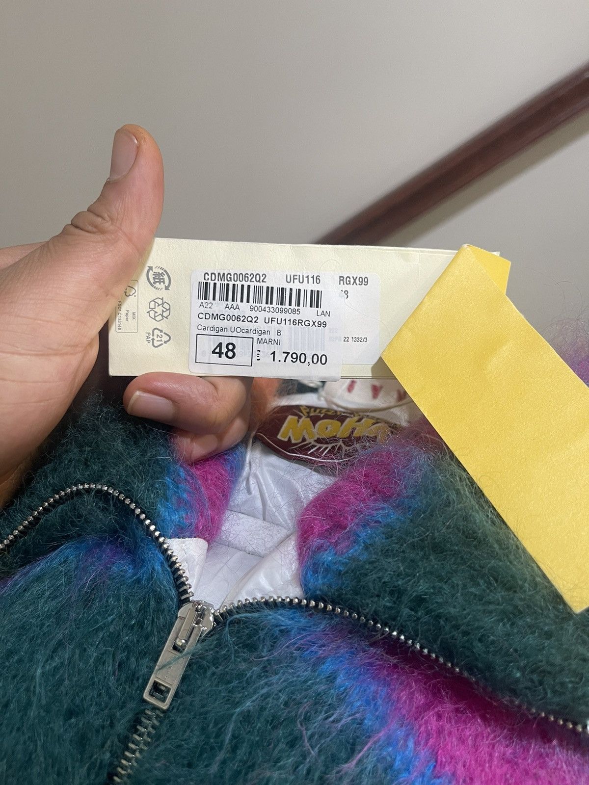 Marni Marni Mohair Multicolor Stripe Zip-Up Hoodie Size US M / EU 48-50 / 2 - 5 Thumbnail