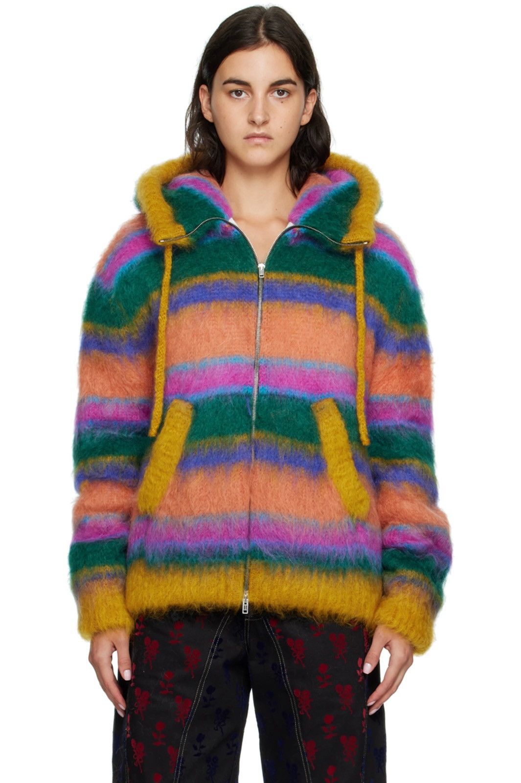 Marni Marni Mohair Multicolor Stripe Zip-Up Hoodie Size US M / EU 48-50 / 2 - 8 Thumbnail