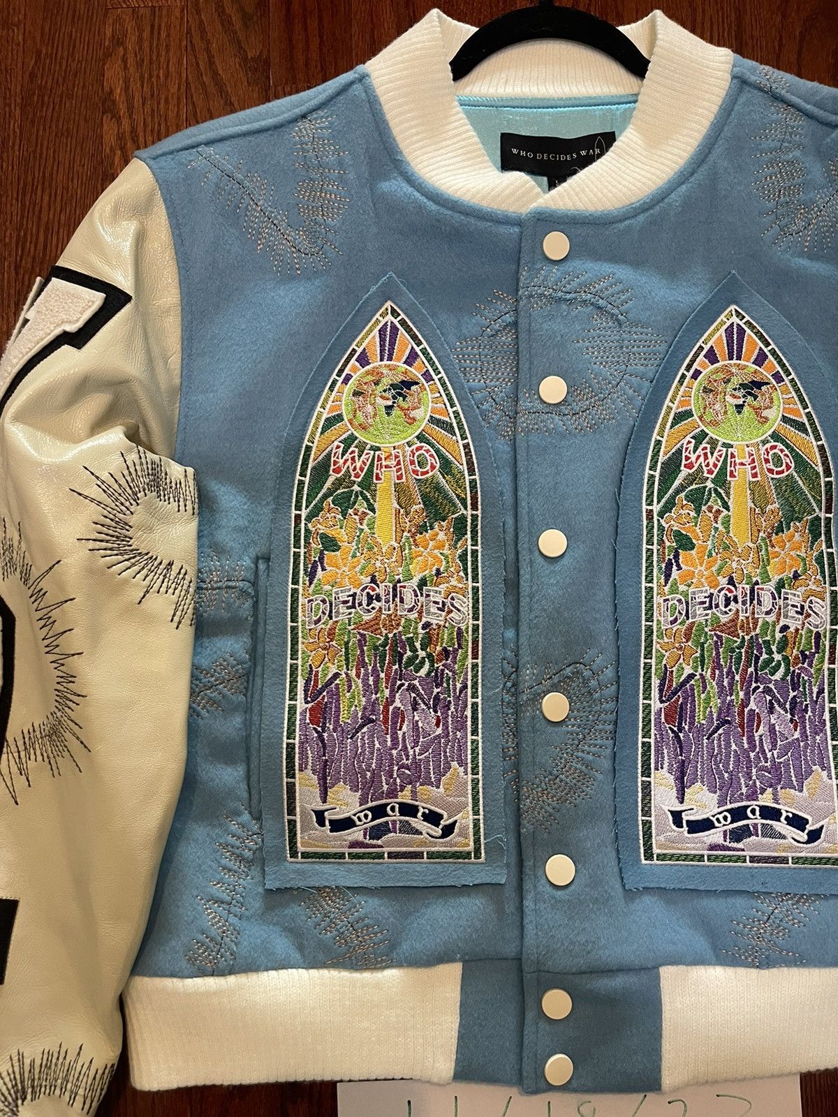 Who Decides War Who Decides War Varsity Jacket (2023) Sky Blue Size US L / EU 52-54 / 3 - 2 Thumbnail