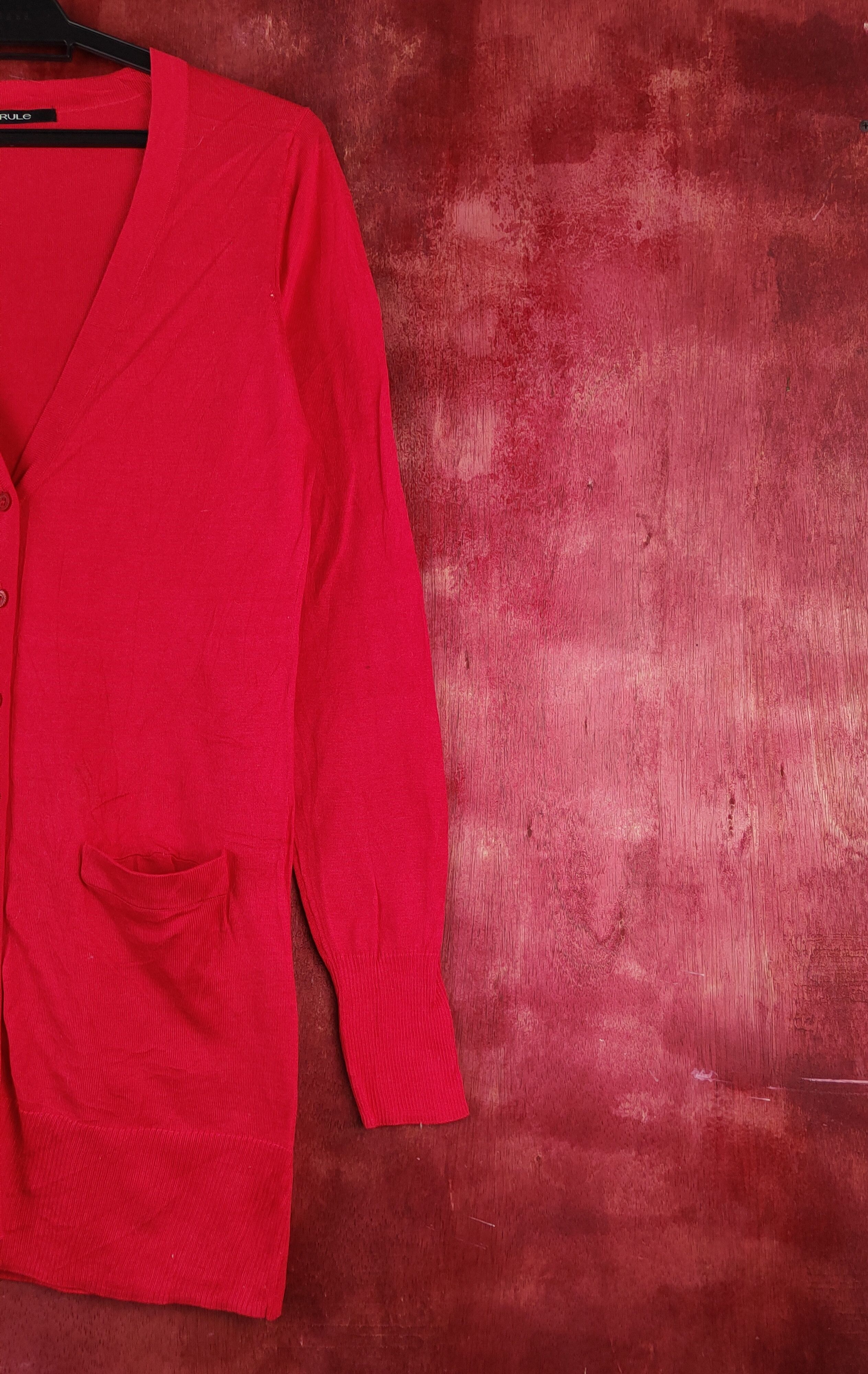 Hypebeast Rule Red Knitwear long Cardigan japan vintage #S1247 Size M / US 6-8 / IT 42-44 - 5 Thumbnail
