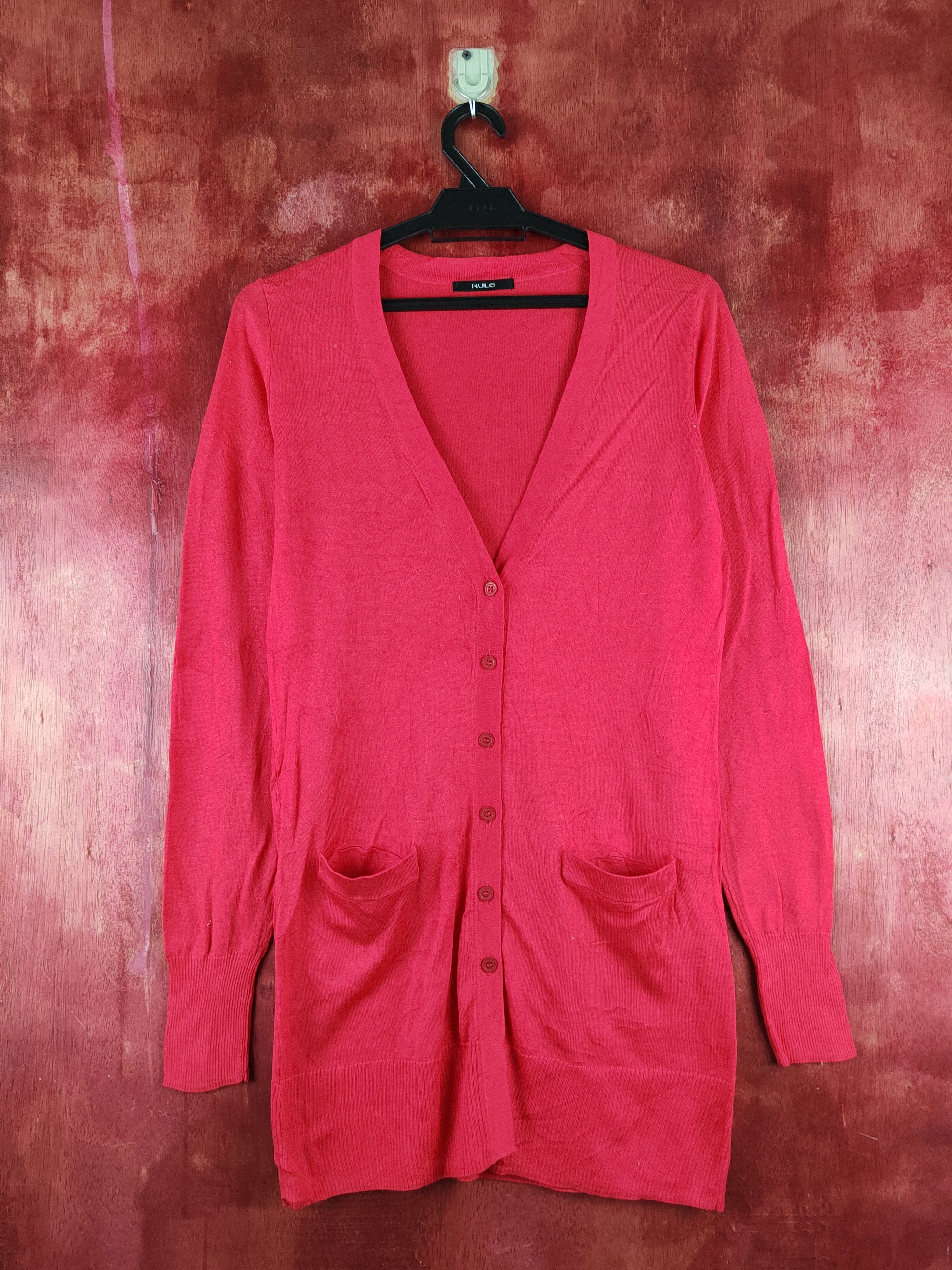 Hypebeast Rule Red Knitwear long Cardigan japan vintage #S1247 Size M / US 6-8 / IT 42-44 - 1 Thumbnail