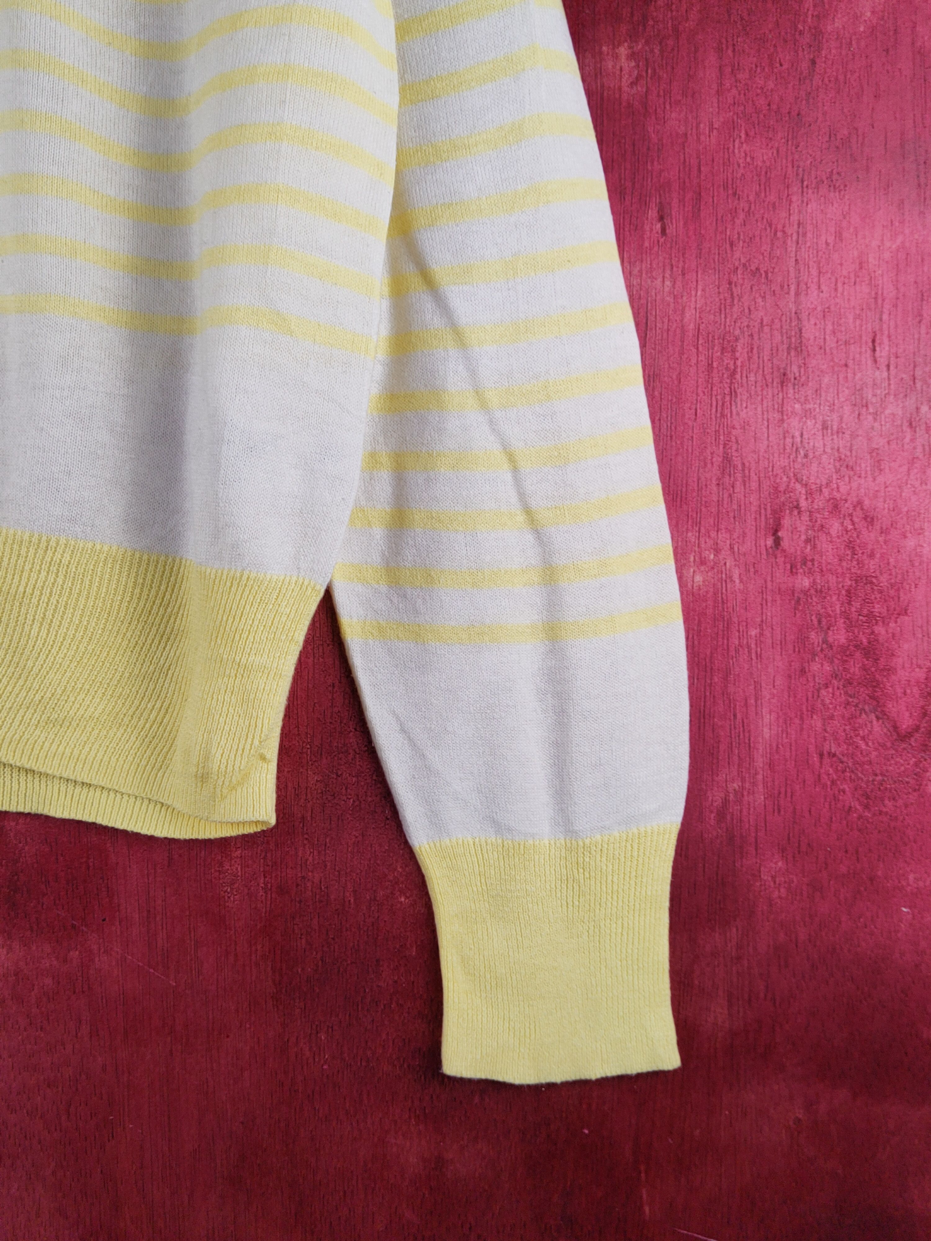 GU × Japanese Brand GU Yellow/White Stripe Knitwear Cardigan #S1242 Size M / US 6-8 / IT 42-44 - 6 Thumbnail