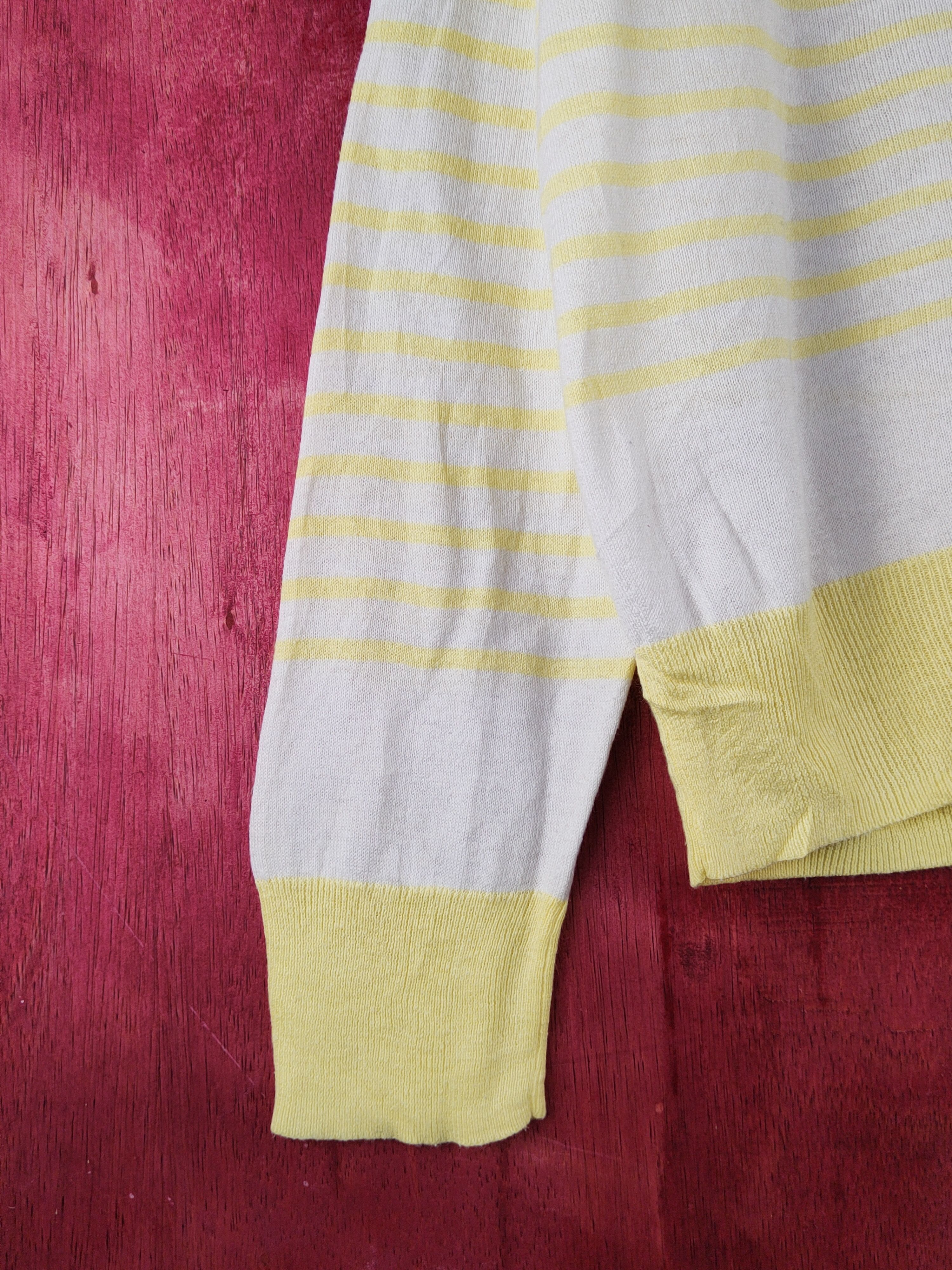 GU × Japanese Brand GU Yellow/White Stripe Knitwear Cardigan #S1242 Size M / US 6-8 / IT 42-44 - 4 Thumbnail