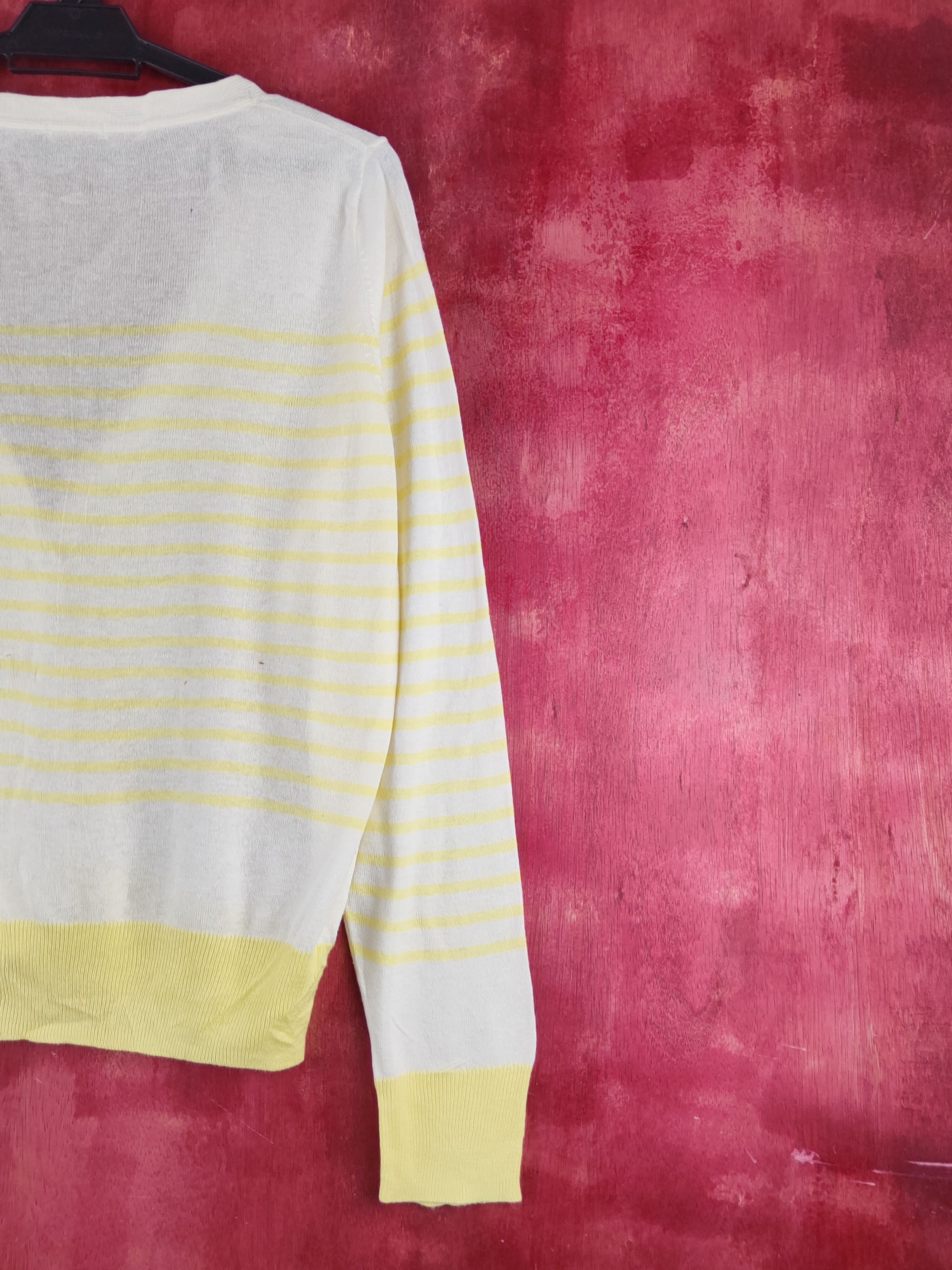 GU × Japanese Brand GU Yellow/White Stripe Knitwear Cardigan #S1242 Size M / US 6-8 / IT 42-44 - 9 Thumbnail