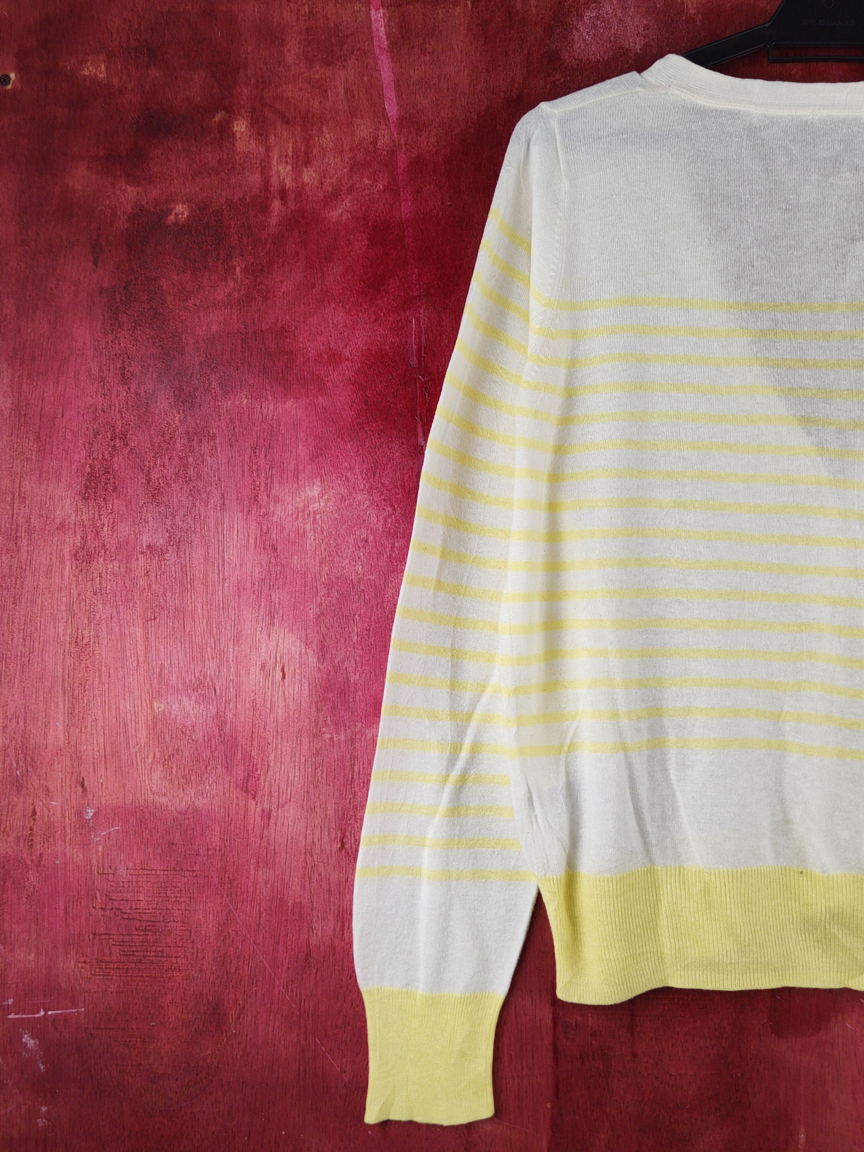 GU × Japanese Brand GU Yellow/White Stripe Knitwear Cardigan #S1242 Size M / US 6-8 / IT 42-44 - 8 Thumbnail