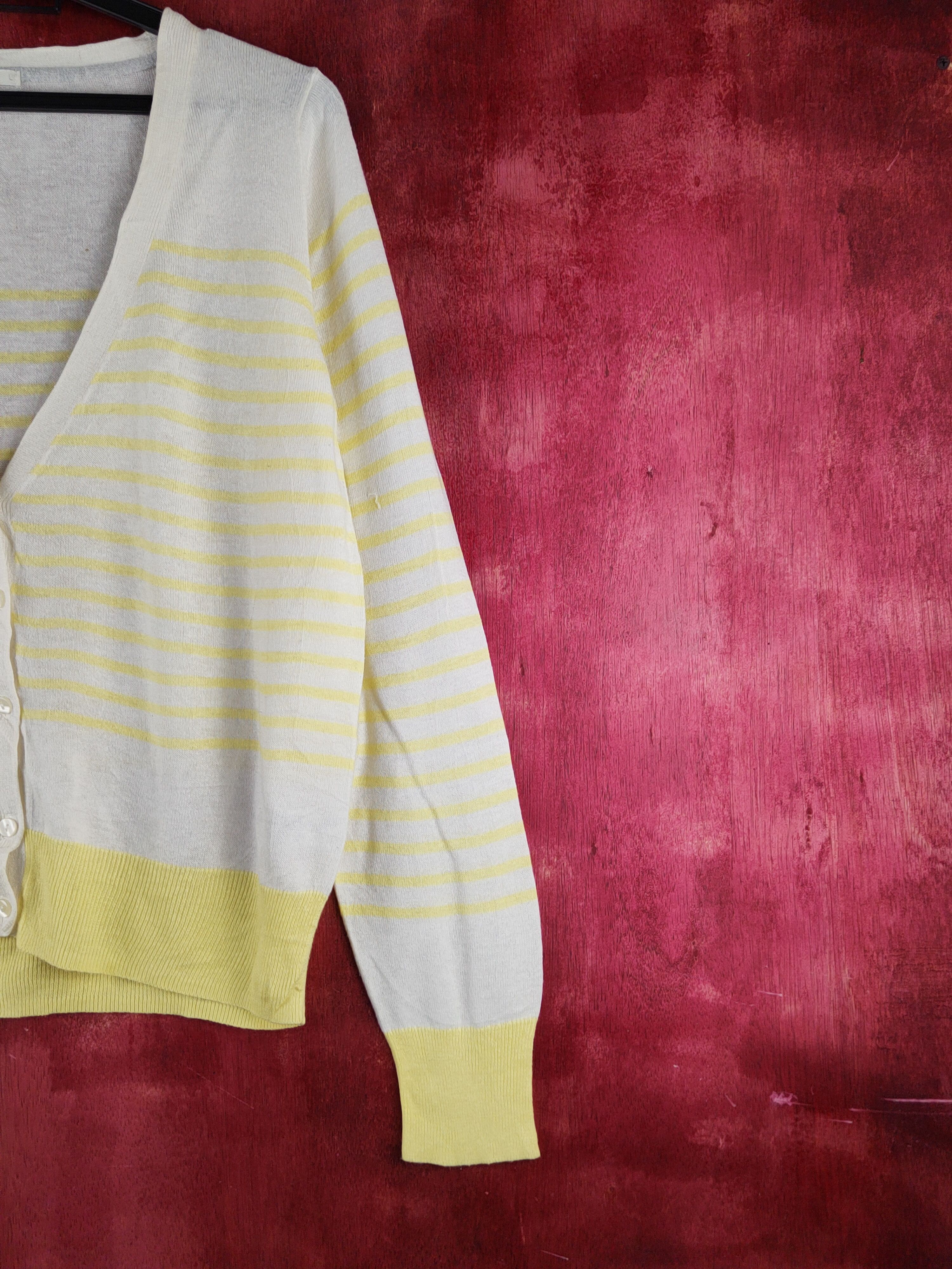 GU × Japanese Brand GU Yellow/White Stripe Knitwear Cardigan #S1242 Size M / US 6-8 / IT 42-44 - 5 Thumbnail