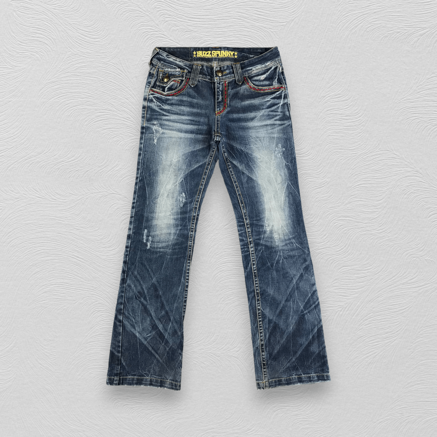 image of Distressed Denim x Hype Buzz Spunky Faded Blue Flared Jeans Kj2105, Men's (Size 32)
