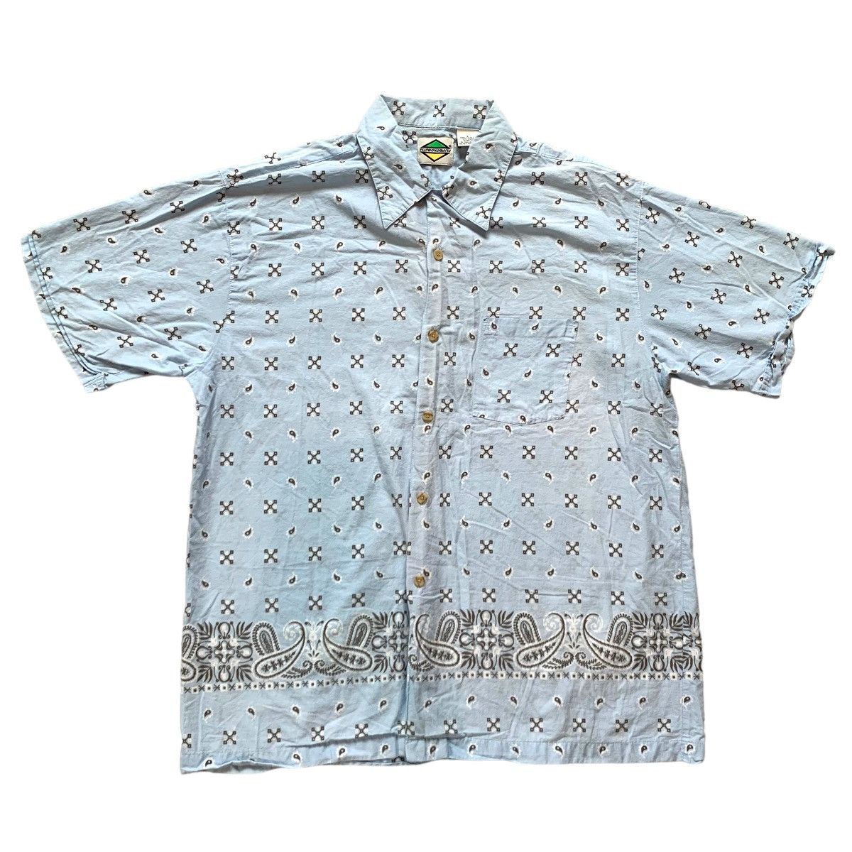 JNCO Vintage Baby Blue Bandana Paisley Print Button Up Shirt Size US L / EU 52-54 / 3 - 1 Thumbnail