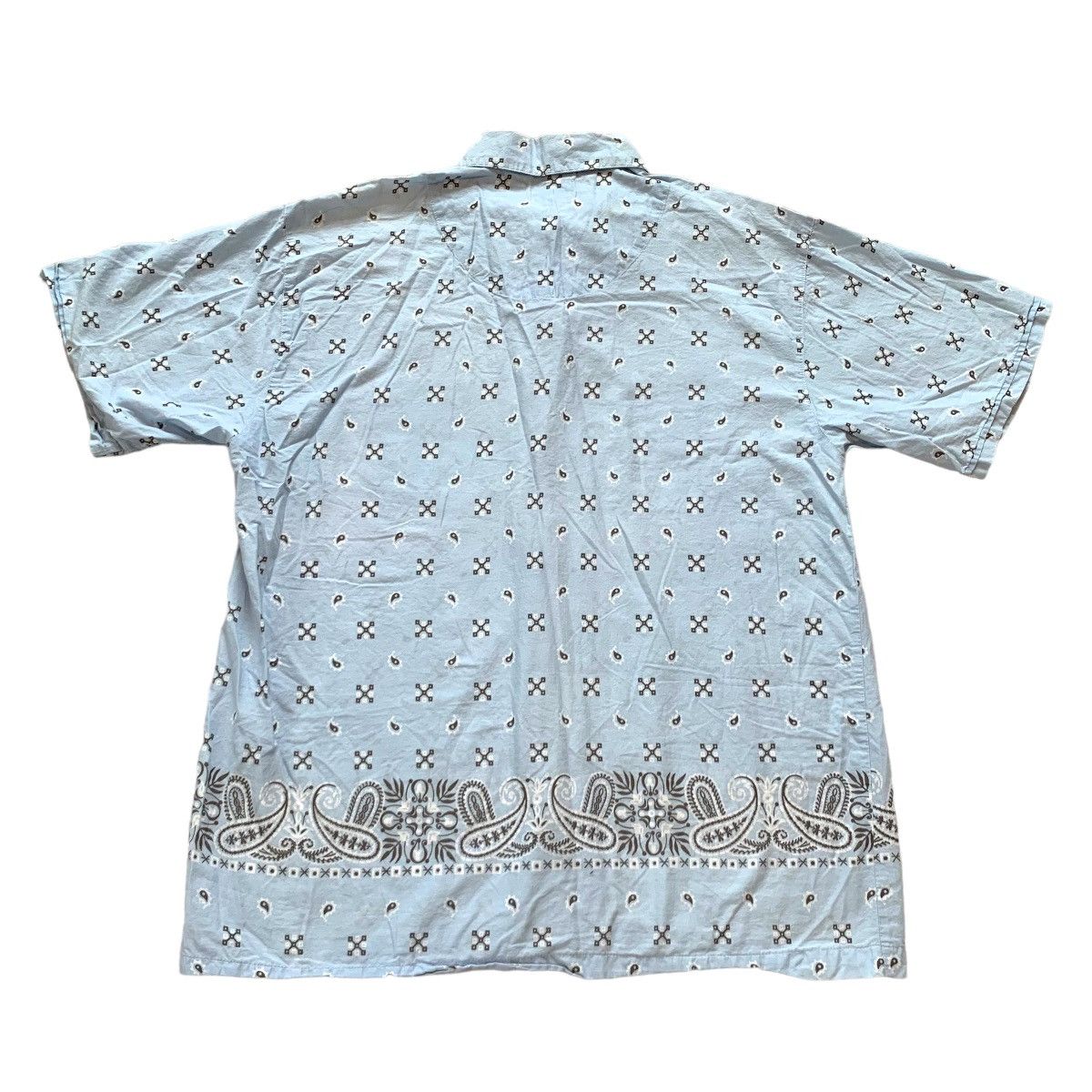 JNCO Vintage Baby Blue Bandana Paisley Print Button Up Shirt Size US L / EU 52-54 / 3 - 2 Thumbnail