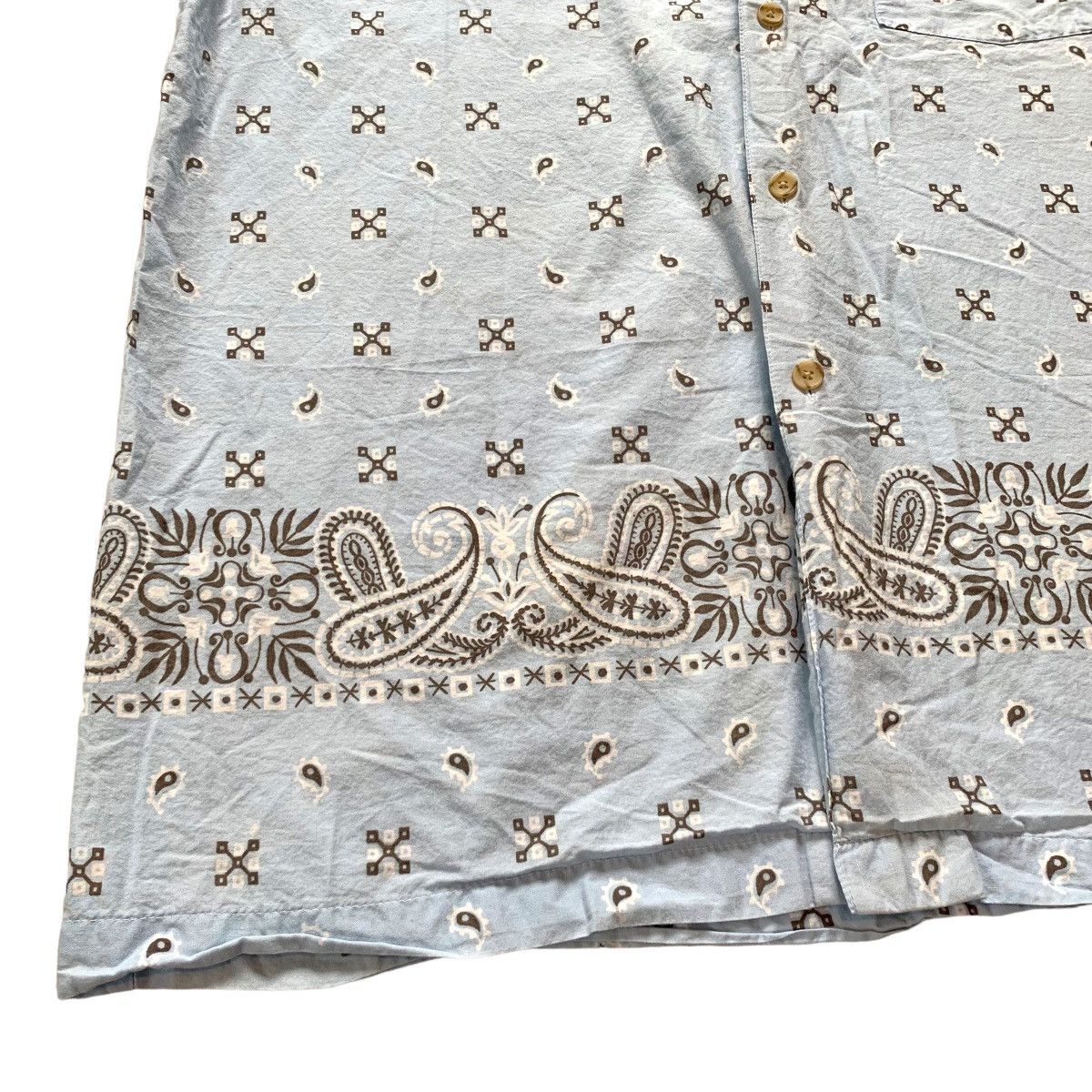 JNCO Vintage Baby Blue Bandana Paisley Print Button Up Shirt Size US L / EU 52-54 / 3 - 6 Thumbnail