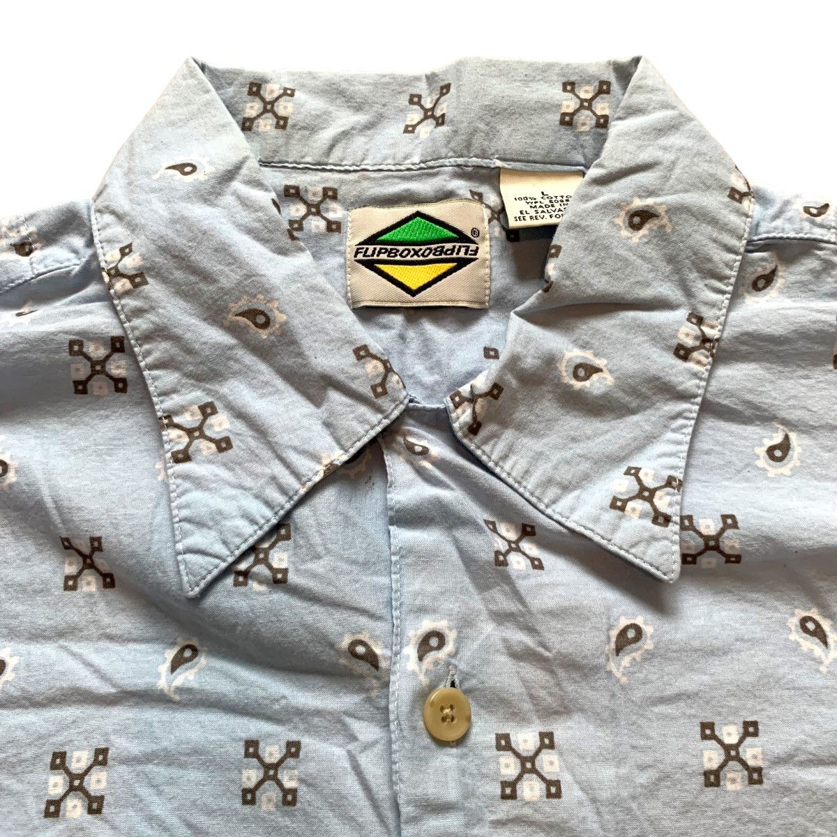 JNCO Vintage Baby Blue Bandana Paisley Print Button Up Shirt Size US L / EU 52-54 / 3 - 4 Thumbnail