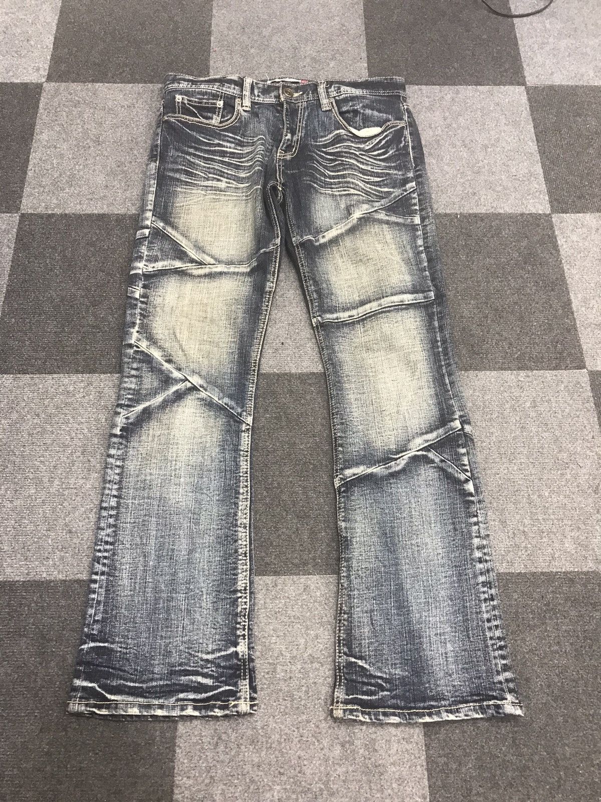 Japanese Brand FLARE DT Chaos Seam Cool Fades Jeans Size US 35 - 3 Thumbnail