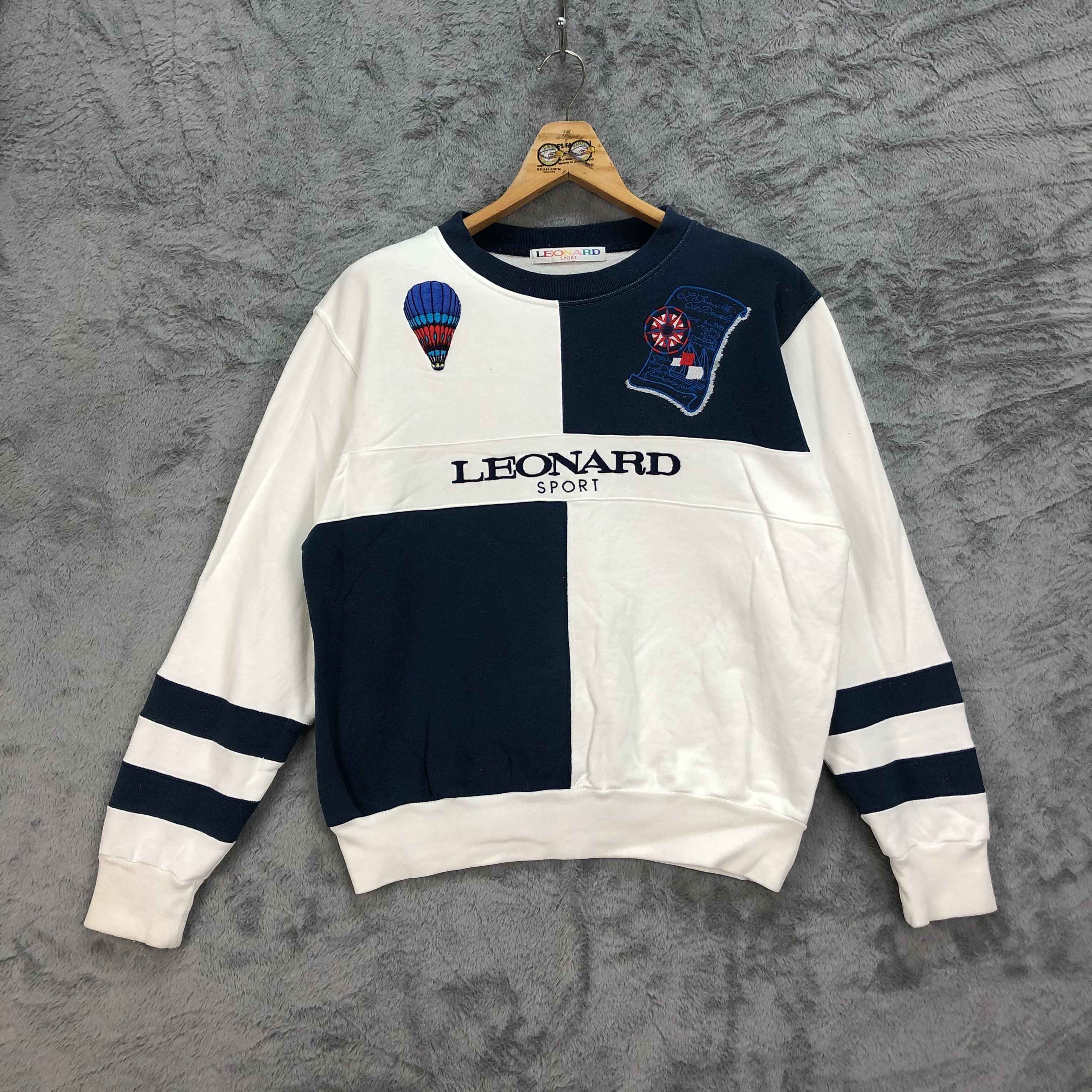 image of Leonard Paris x Vintage Leonard Sport Embroidery Big Logo Sweatshirts 4393-152 in White (Size Small