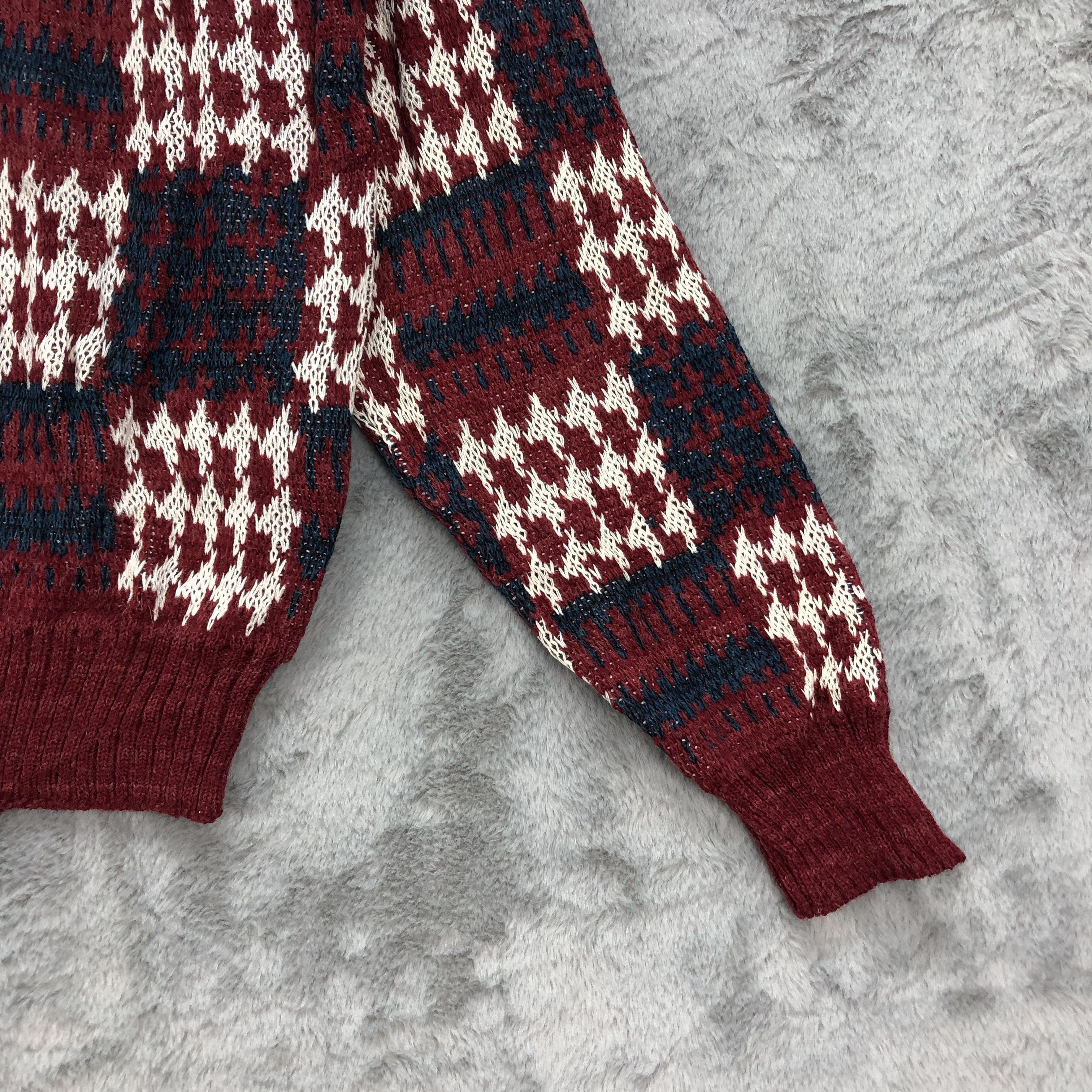 Cross Colours Bell Town Check Cable Knit Sweater #4390-152 Size US S / EU 44-46 / 1 - 7 Thumbnail