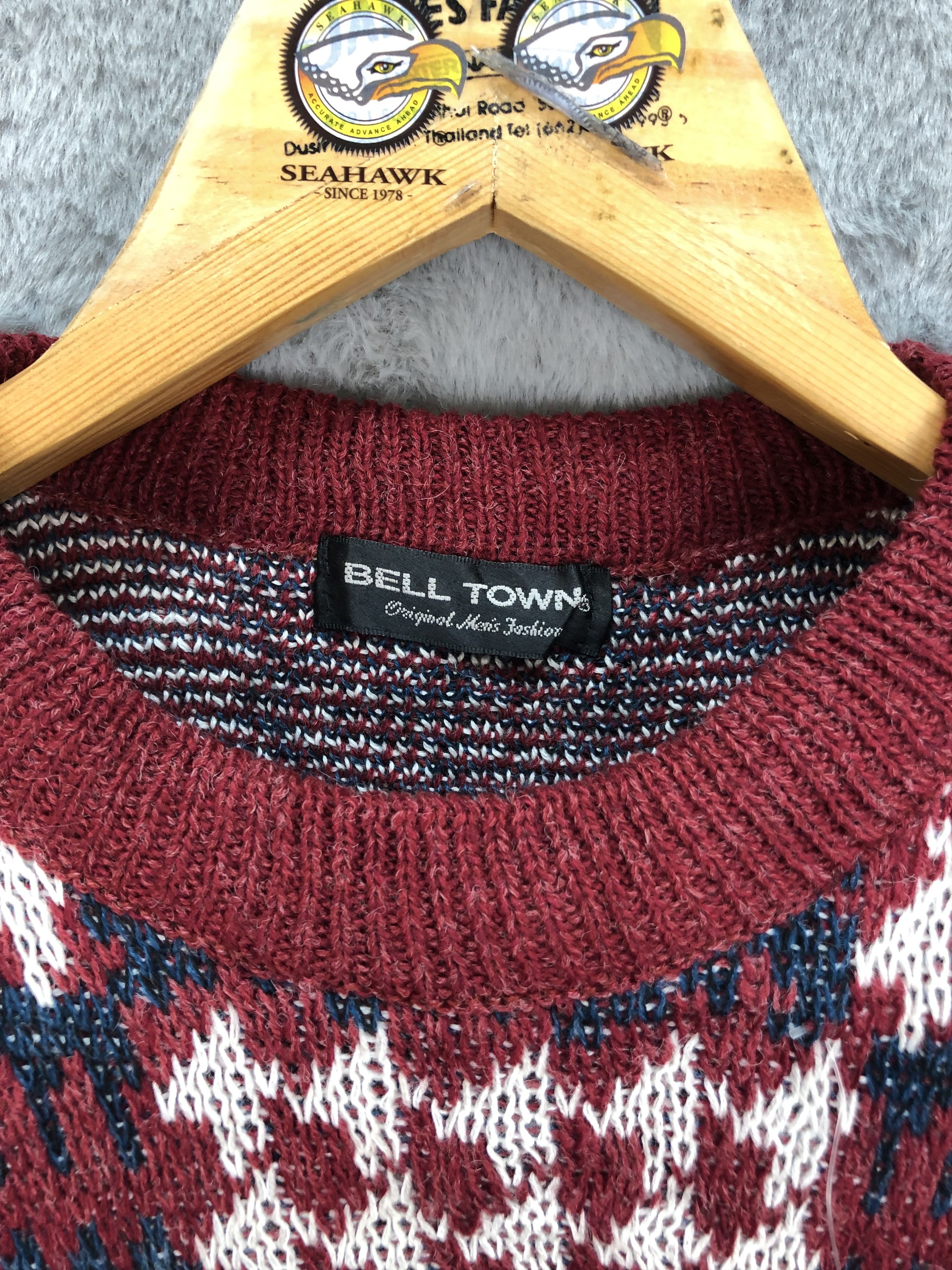 Cross Colours Bell Town Check Cable Knit Sweater #4390-152 Size US S / EU 44-46 / 1 - 8 Thumbnail