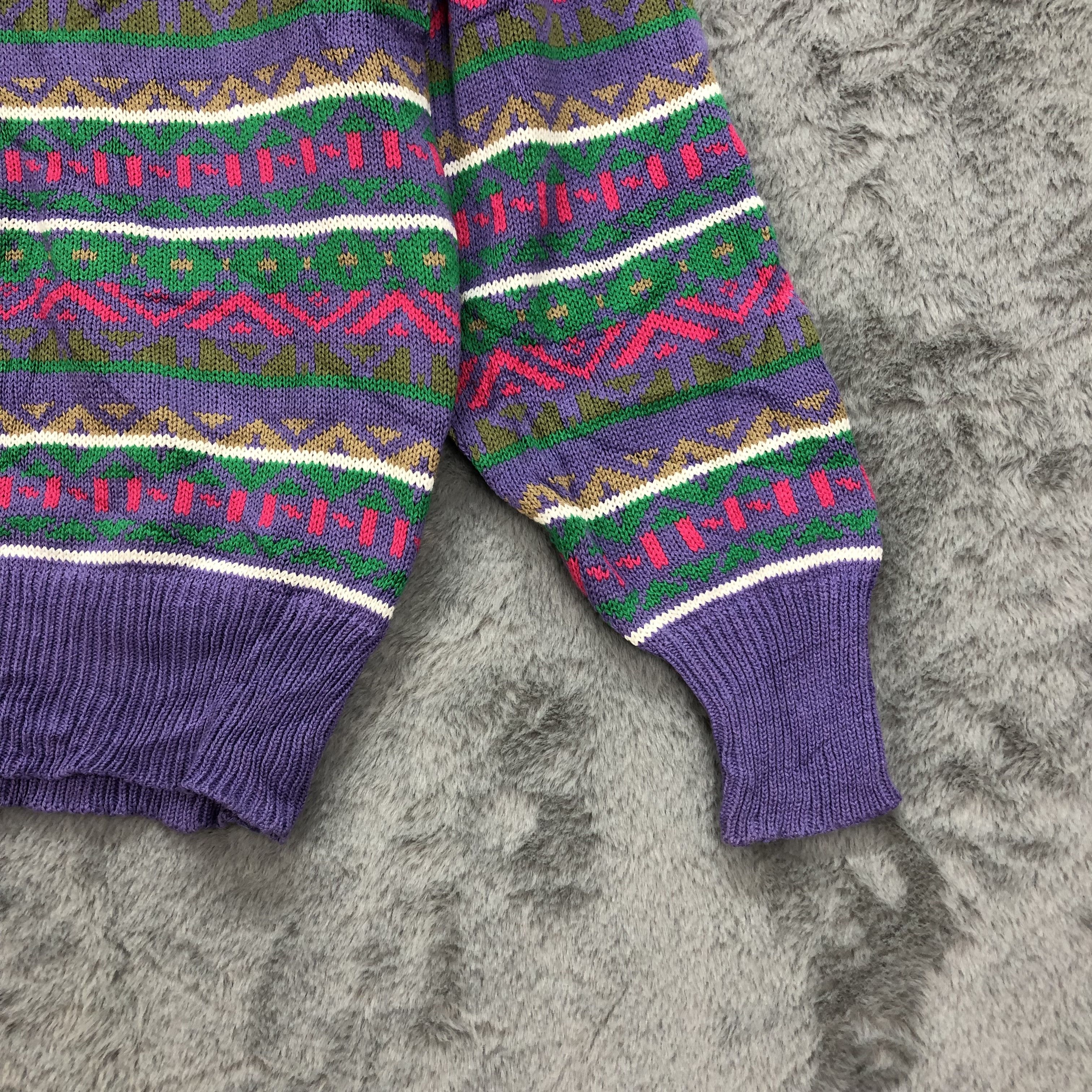 Japanese Brand Mute Color Moderate Colorful Cable Knit Sweater #4388-152 Size M / US 6-8 / IT 42-44 - 5 Thumbnail