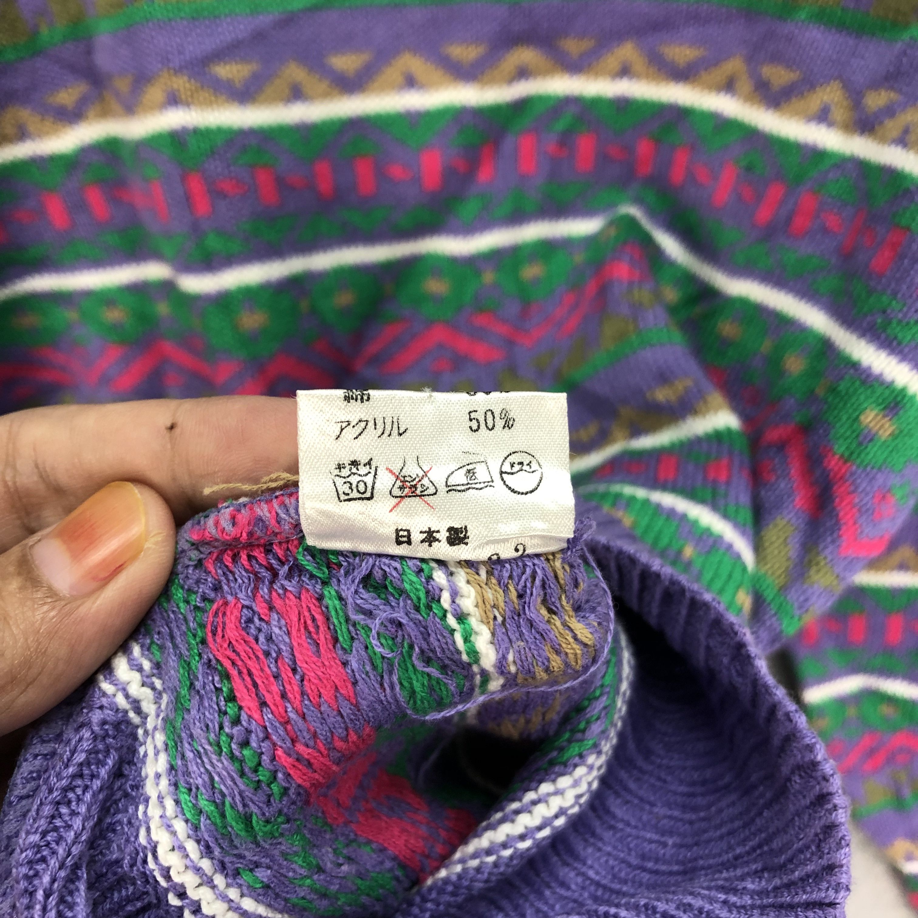 Japanese Brand Mute Color Moderate Colorful Cable Knit Sweater #4388-152 Size M / US 6-8 / IT 42-44 - 8 Thumbnail