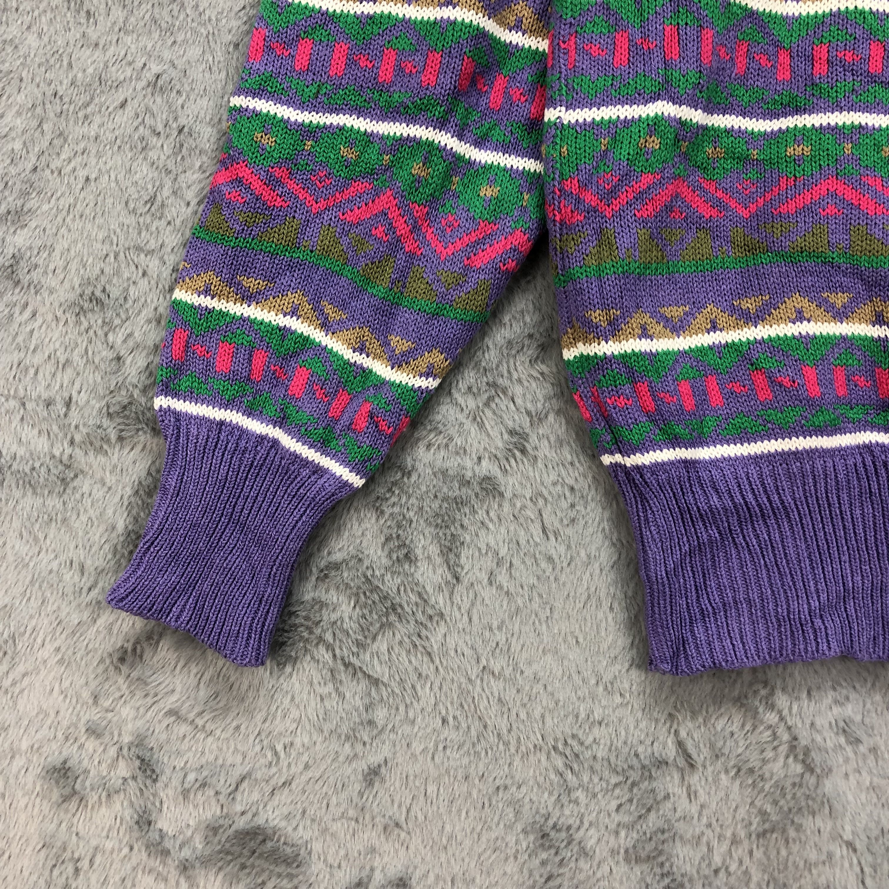 Japanese Brand Mute Color Moderate Colorful Cable Knit Sweater #4388-152 Size M / US 6-8 / IT 42-44 - 4 Thumbnail