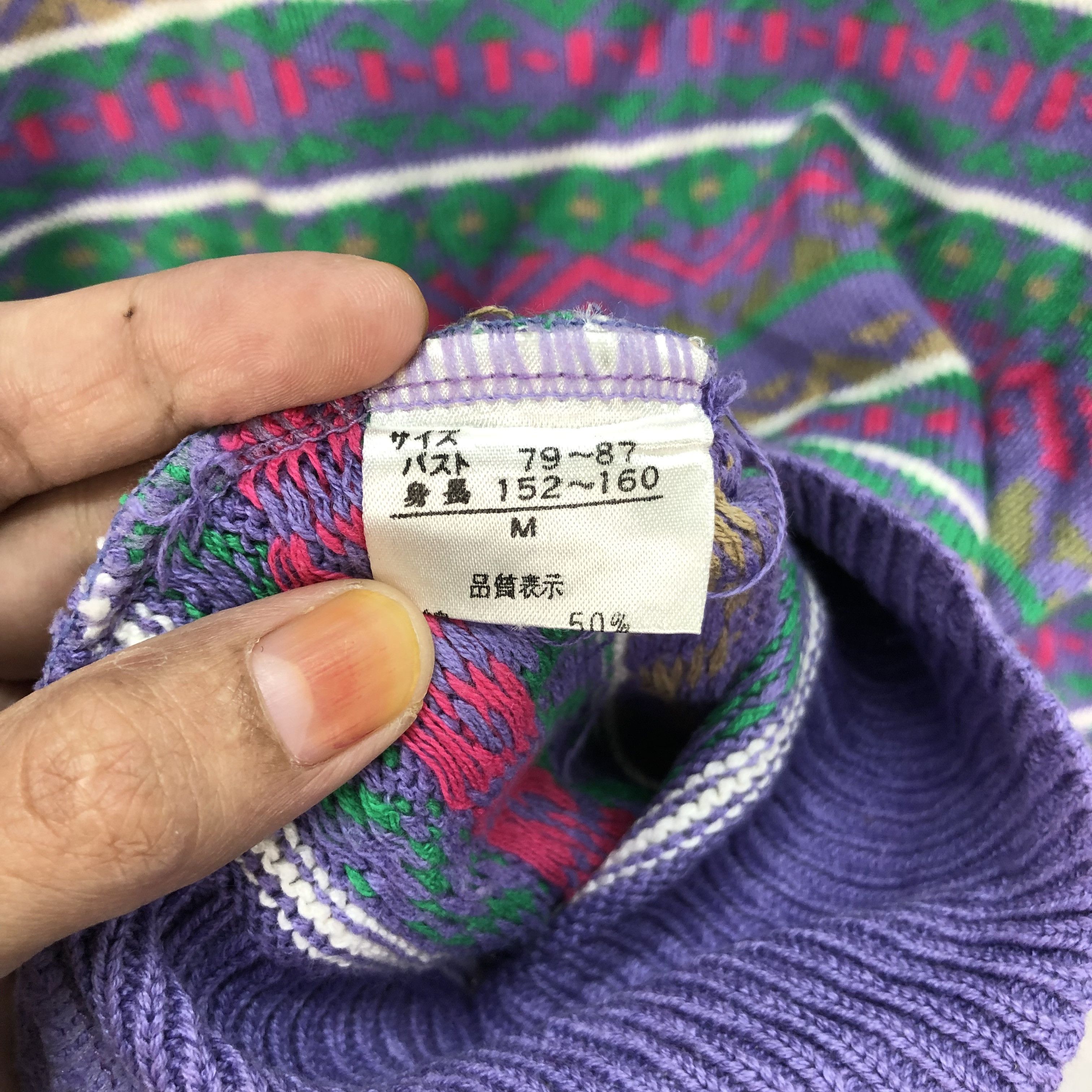 Japanese Brand Mute Color Moderate Colorful Cable Knit Sweater #4388-152 Size M / US 6-8 / IT 42-44 - 7 Thumbnail