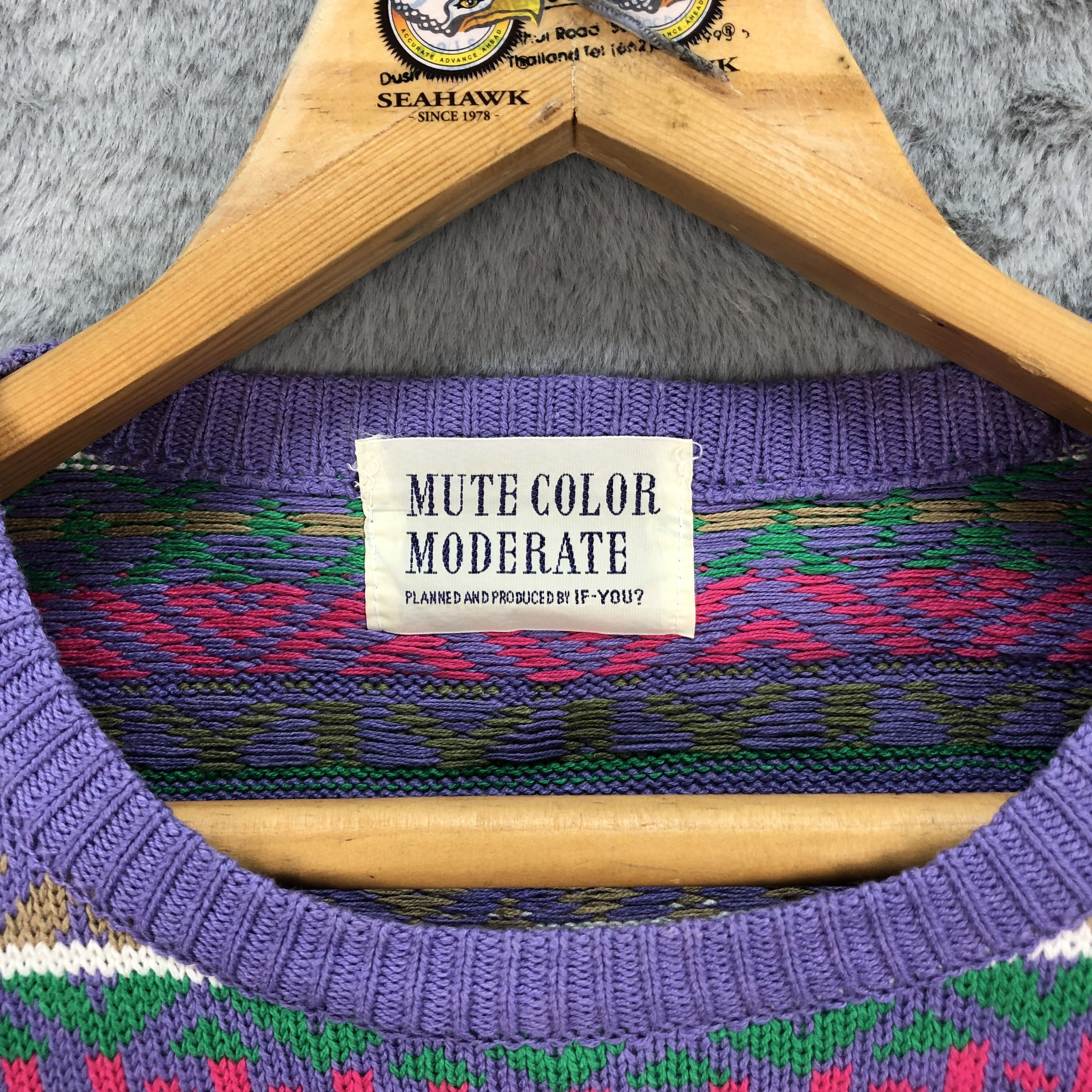 Japanese Brand Mute Color Moderate Colorful Cable Knit Sweater #4388-152 Size M / US 6-8 / IT 42-44 - 6 Thumbnail