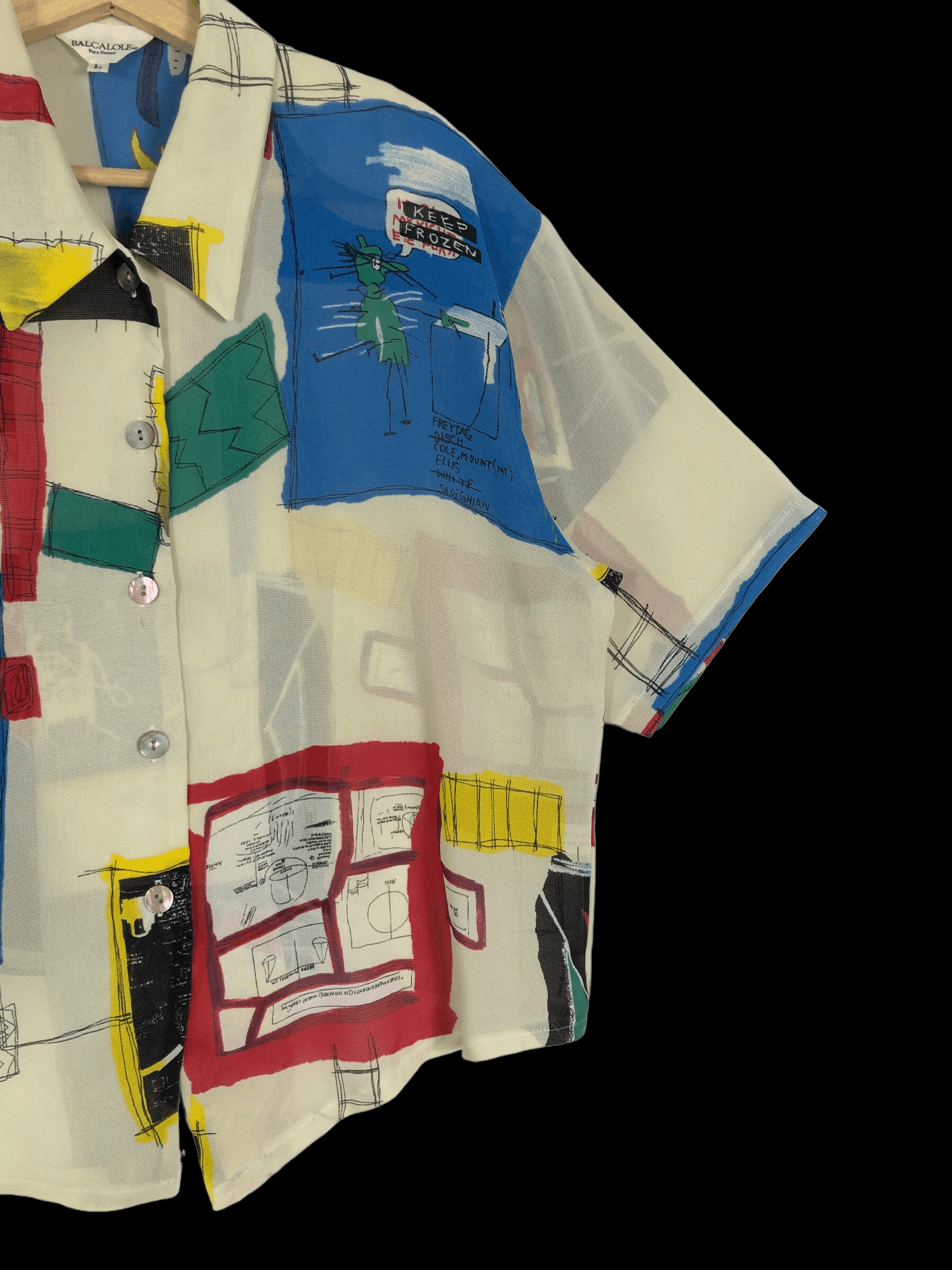 Jean-Michel Basquiat RARE🔥VINTAGE 80’S BASQUIAT X BALCALOLE PUREFEMME BUTTON UPS Size M / US 6-8 / IT 42-44 - 3 Thumbnail