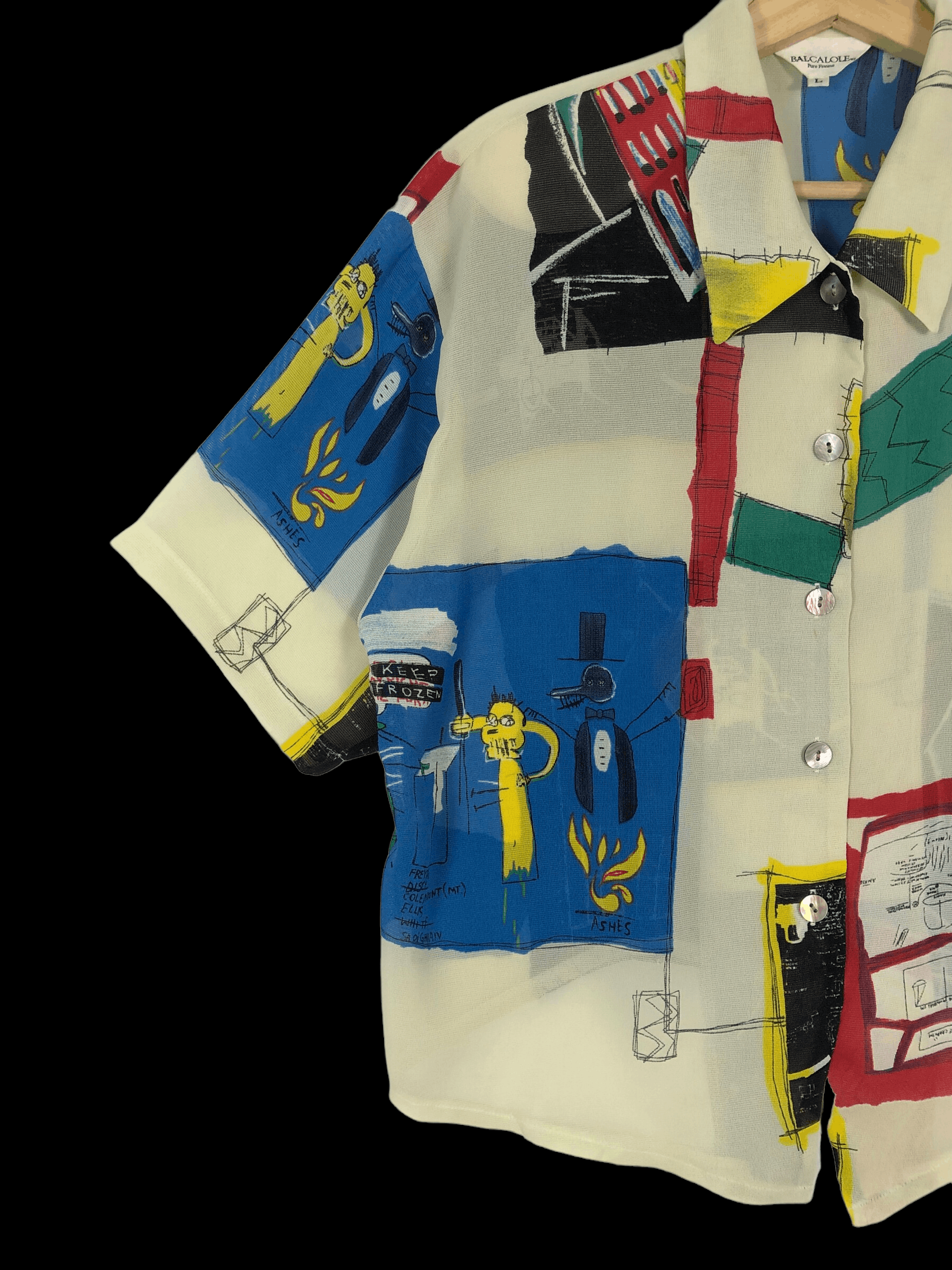 Jean-Michel Basquiat RARE🔥VINTAGE 80’S BASQUIAT X BALCALOLE PUREFEMME BUTTON UPS Size M / US 6-8 / IT 42-44 - 4 Thumbnail