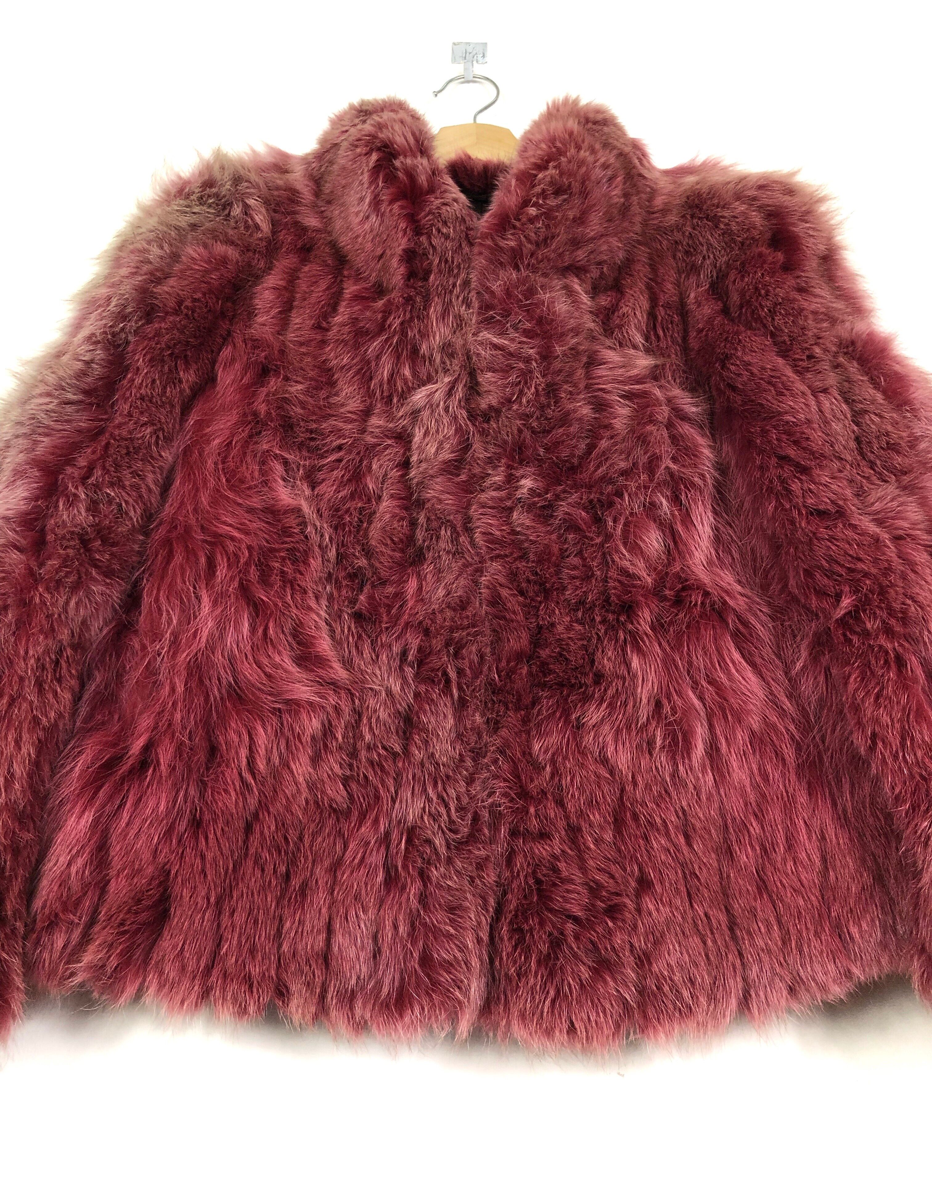 Vintage STUNNING🔥VTG 80’S IEMURA FOX FUR “RED VELVET” WINTER COAT Size S / US 4 / IT 40 - 6 Thumbnail