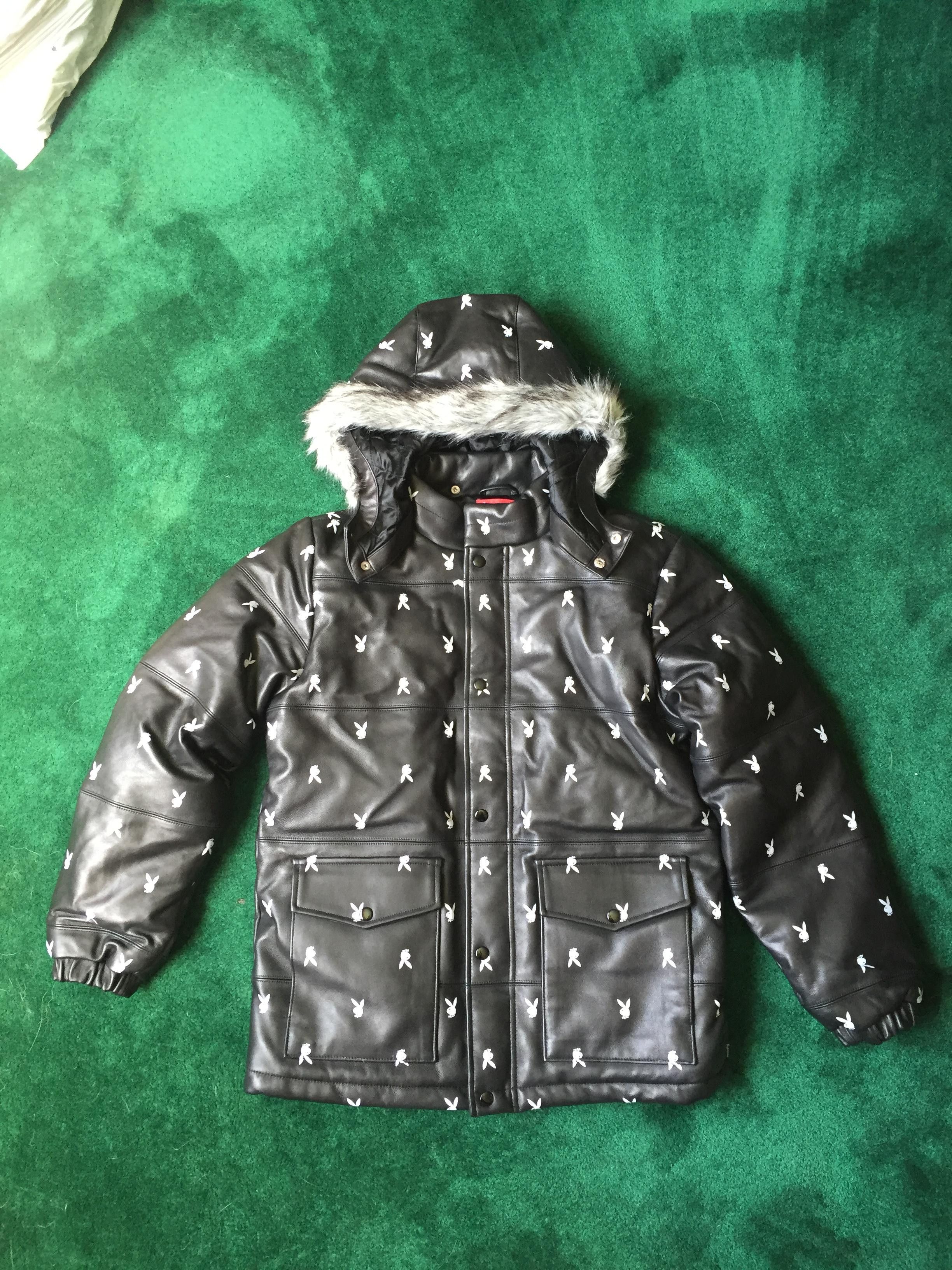 Supreme Supreme x Playboy leather puffy jacket | Grailed