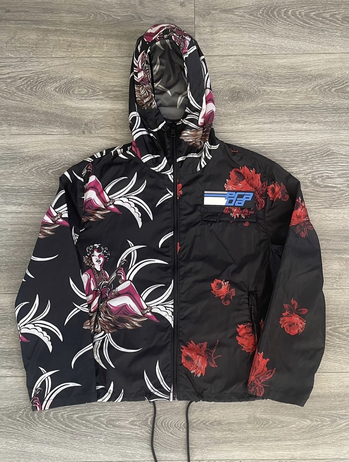 image of Prada Windbreaker in Black/Red, Men's (Size Small)