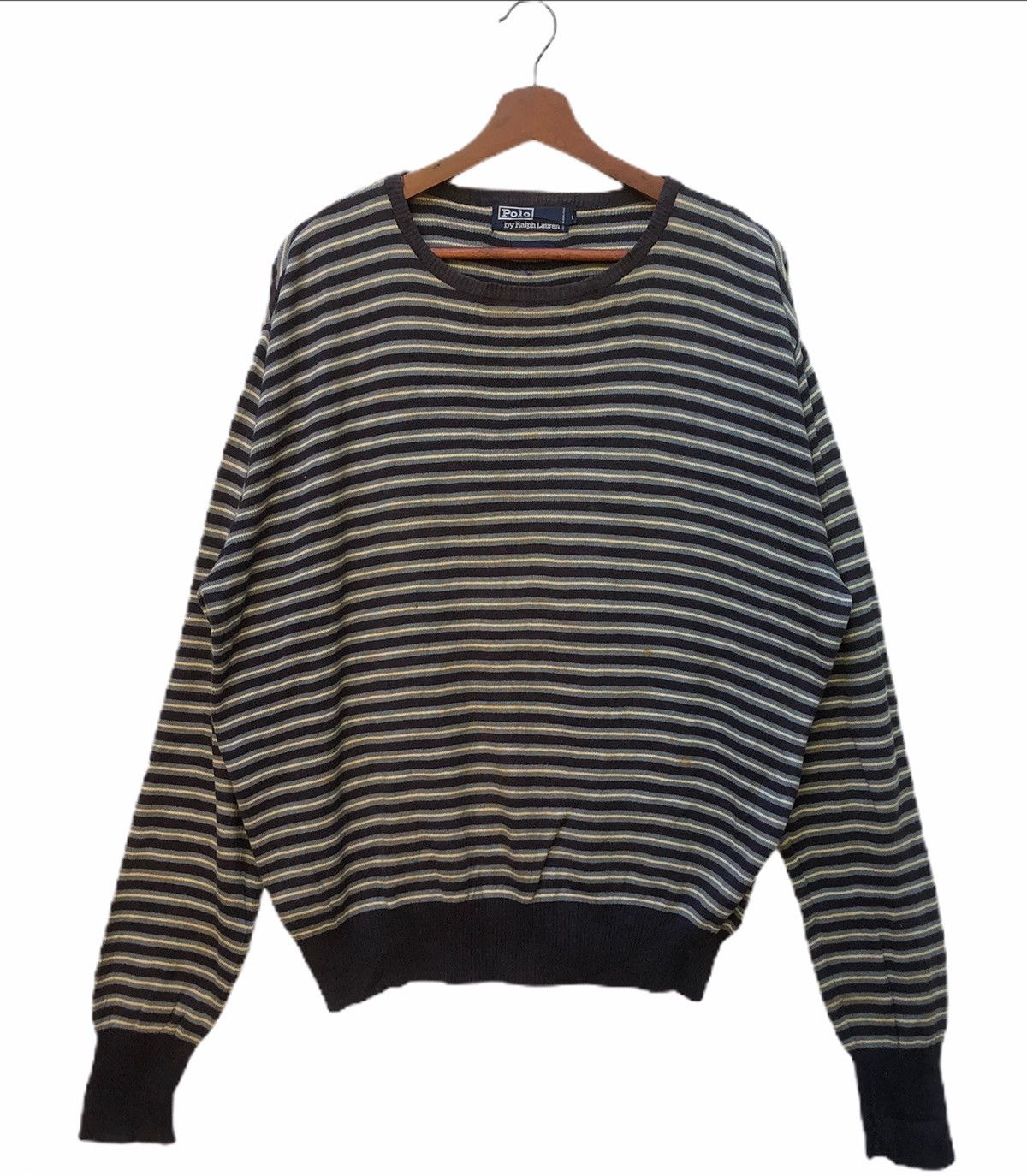 Vintage Vintage Polo Ralph Lauren Stripe Crwneck Size US M / EU 48-50 / 2 - 1 Thumbnail