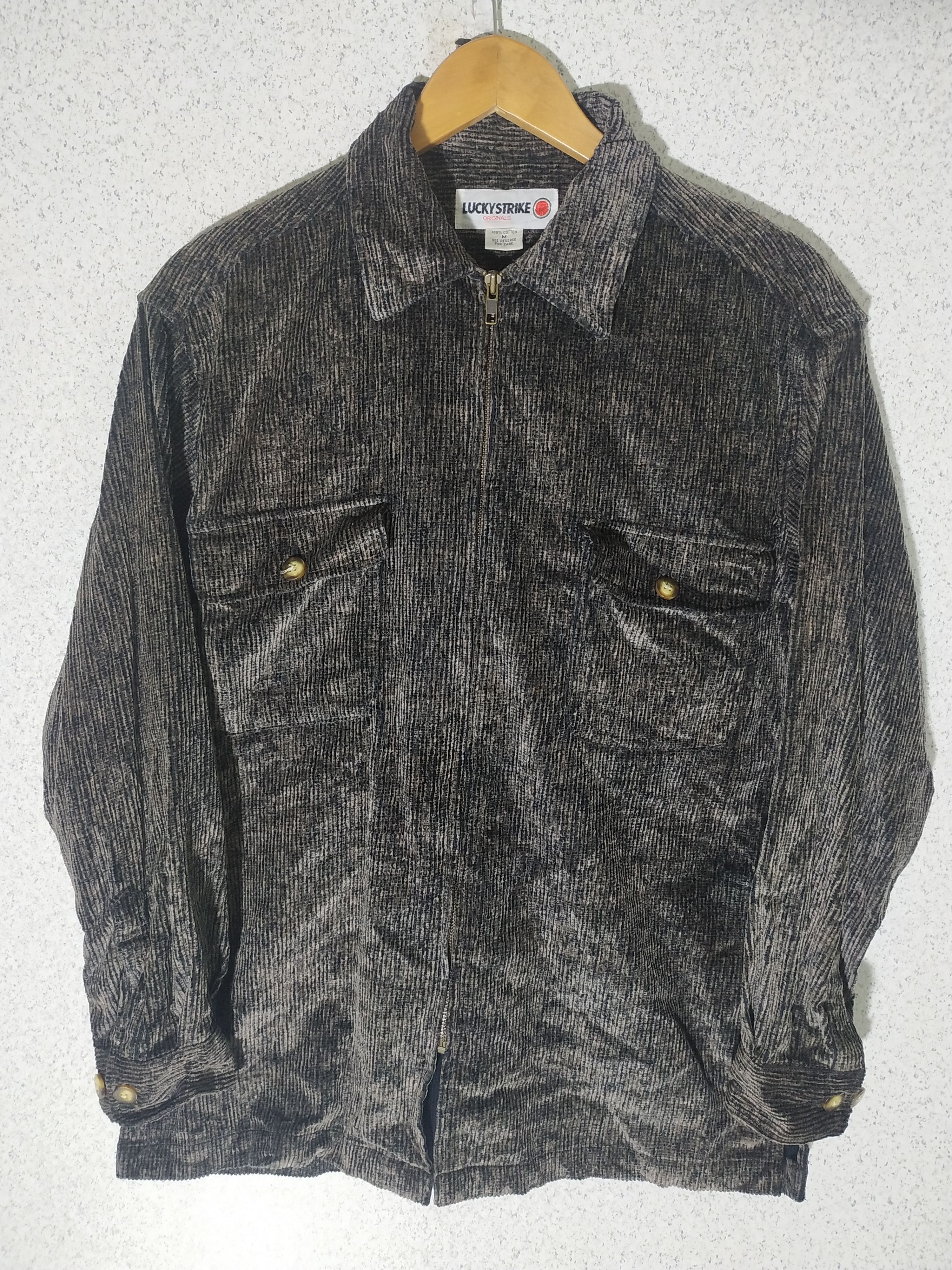 Flannel Vintage Lucky Strike Zip Up Corduroy Flannel Jacket Size US M / EU 48-50 / 2 - 1 Thumbnail