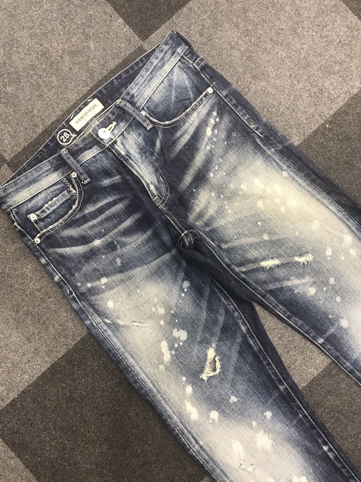 Seditionaries × Vanquish Rare VANQUISH Japan Bleach Splash Distressed Skinny Denim Size US 30 / EU 46 - 4 Thumbnail