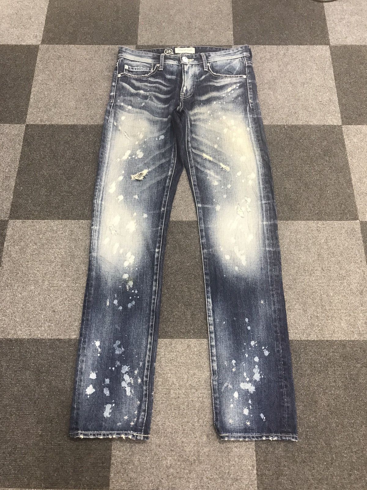 Image of Distressed Denim x Seditionaries Vanquish Japan Bleach Splash Distressed Skinny Denim (Size 30)