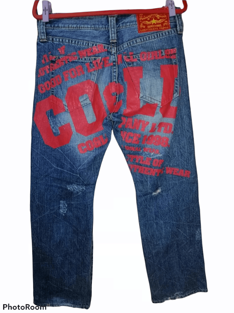Japanese Brand Big Print Co & Lu Distressed Denim Size US 33 - 1 Thumbnail