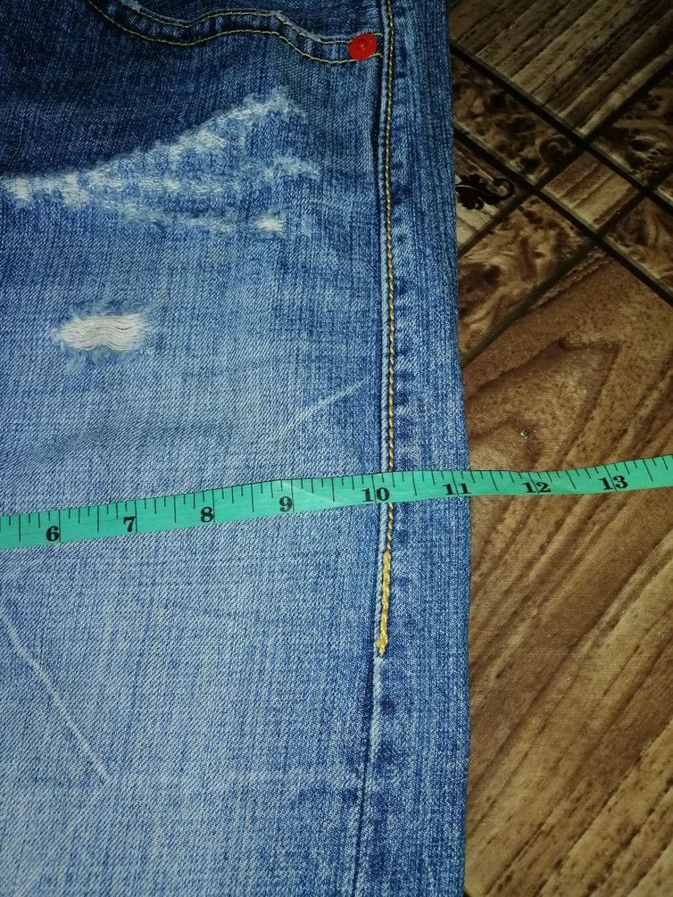 Japanese Brand Big Print Co & Lu Distressed Denim Size US 33 - 7 Thumbnail