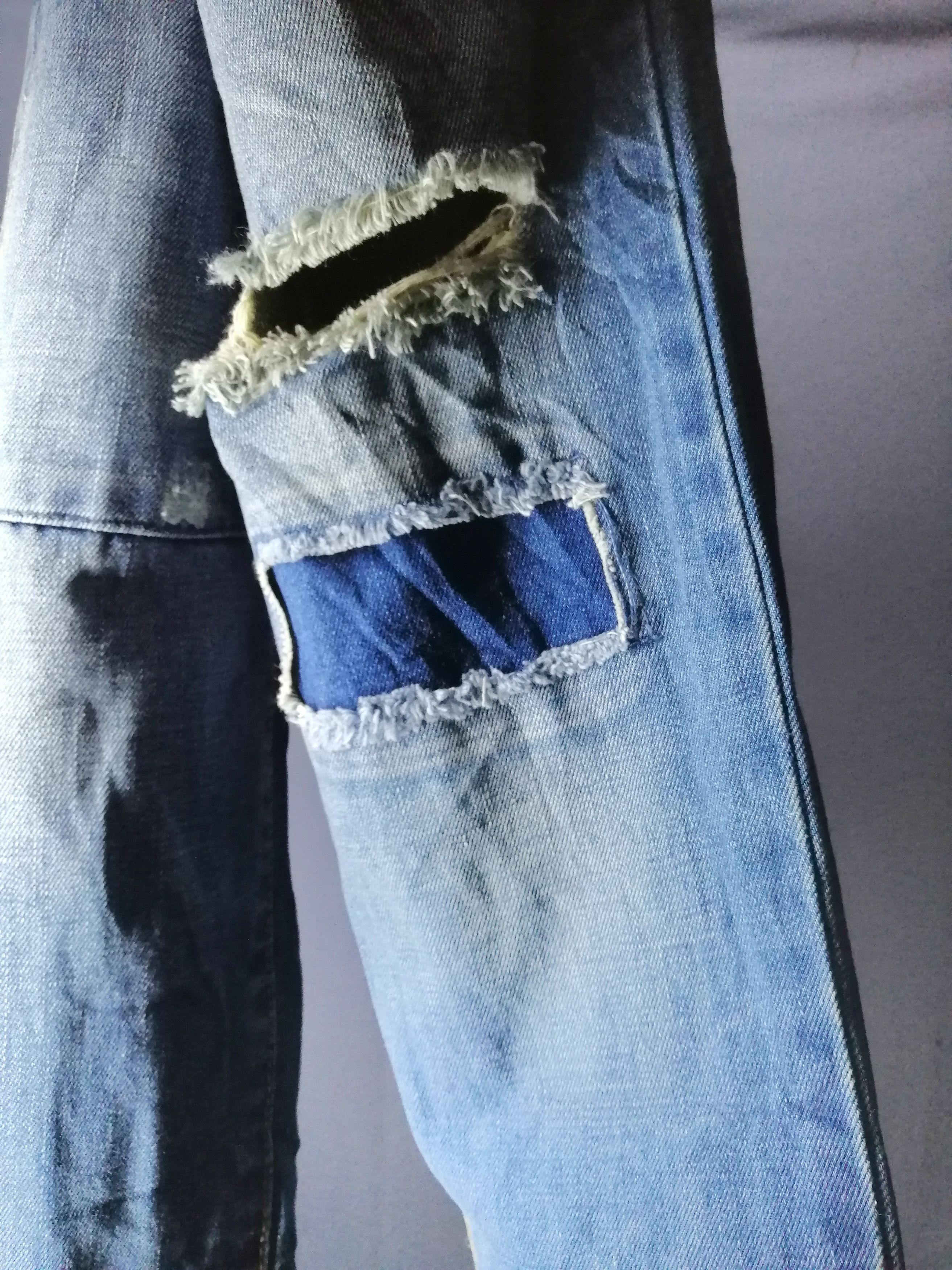 Japanese Brand Distressed Patches Emsexcite Denim Skinny Fit Like Kapital Size US 31 - 3 Thumbnail