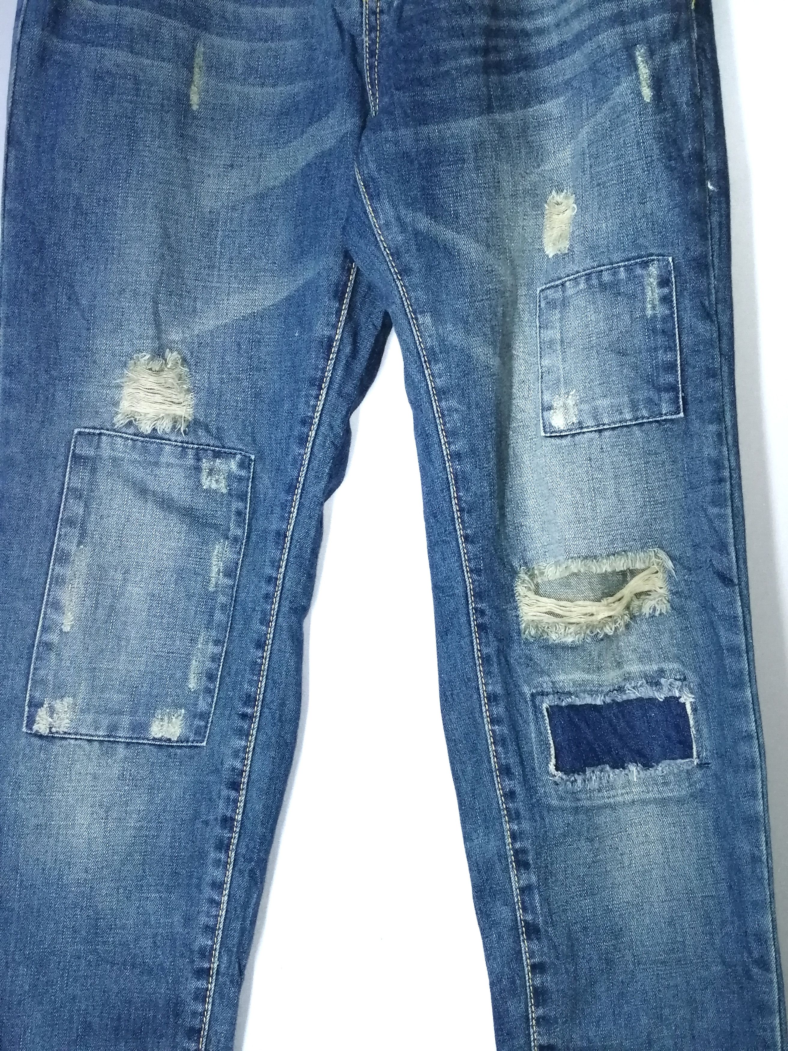 Japanese Brand Distressed Patches Emsexcite Denim Skinny Fit Like Kapital Size US 31 - 2 Thumbnail