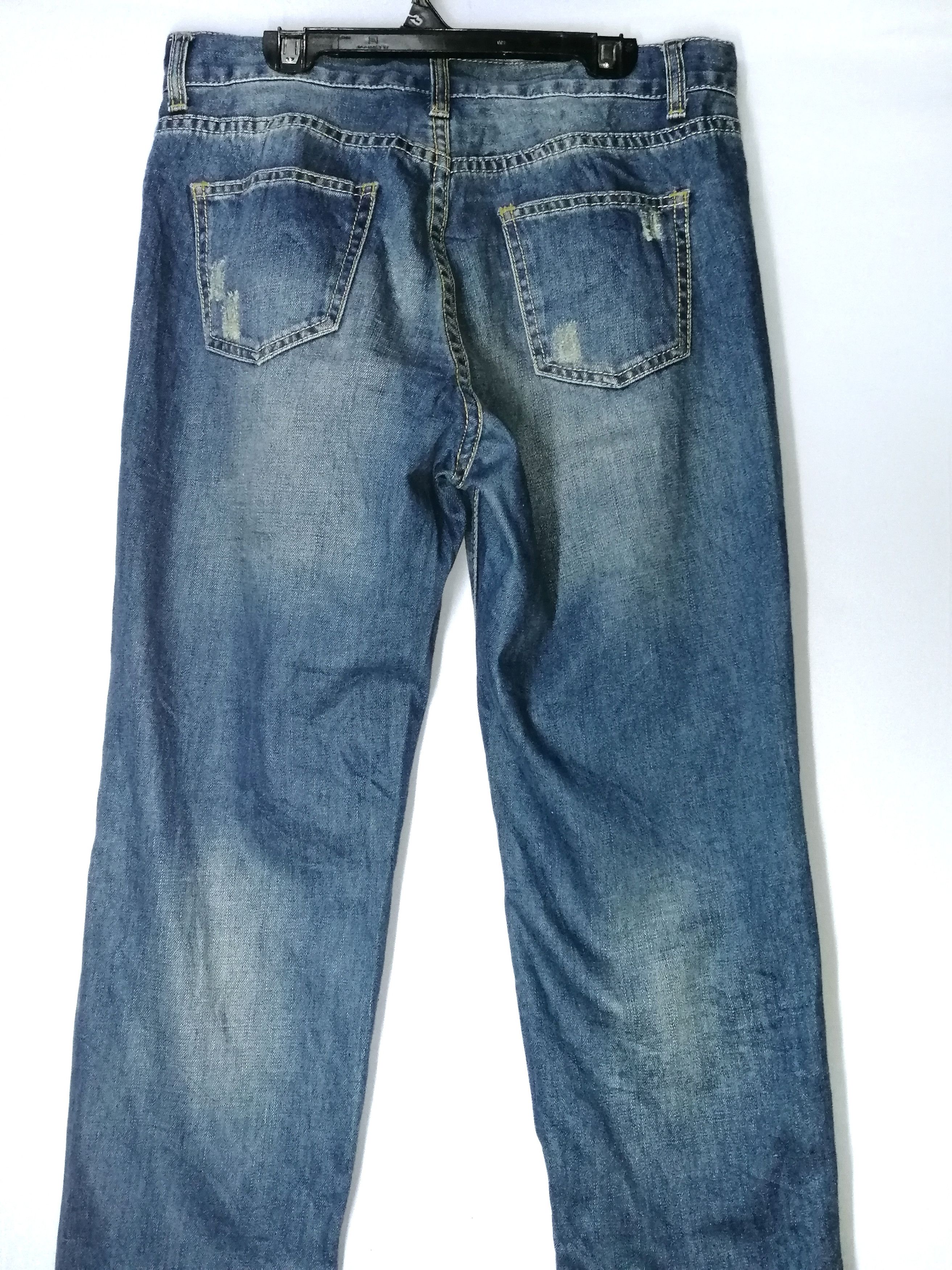 Japanese Brand Distressed Patches Emsexcite Denim Skinny Fit Like Kapital Size US 31 - 5 Thumbnail