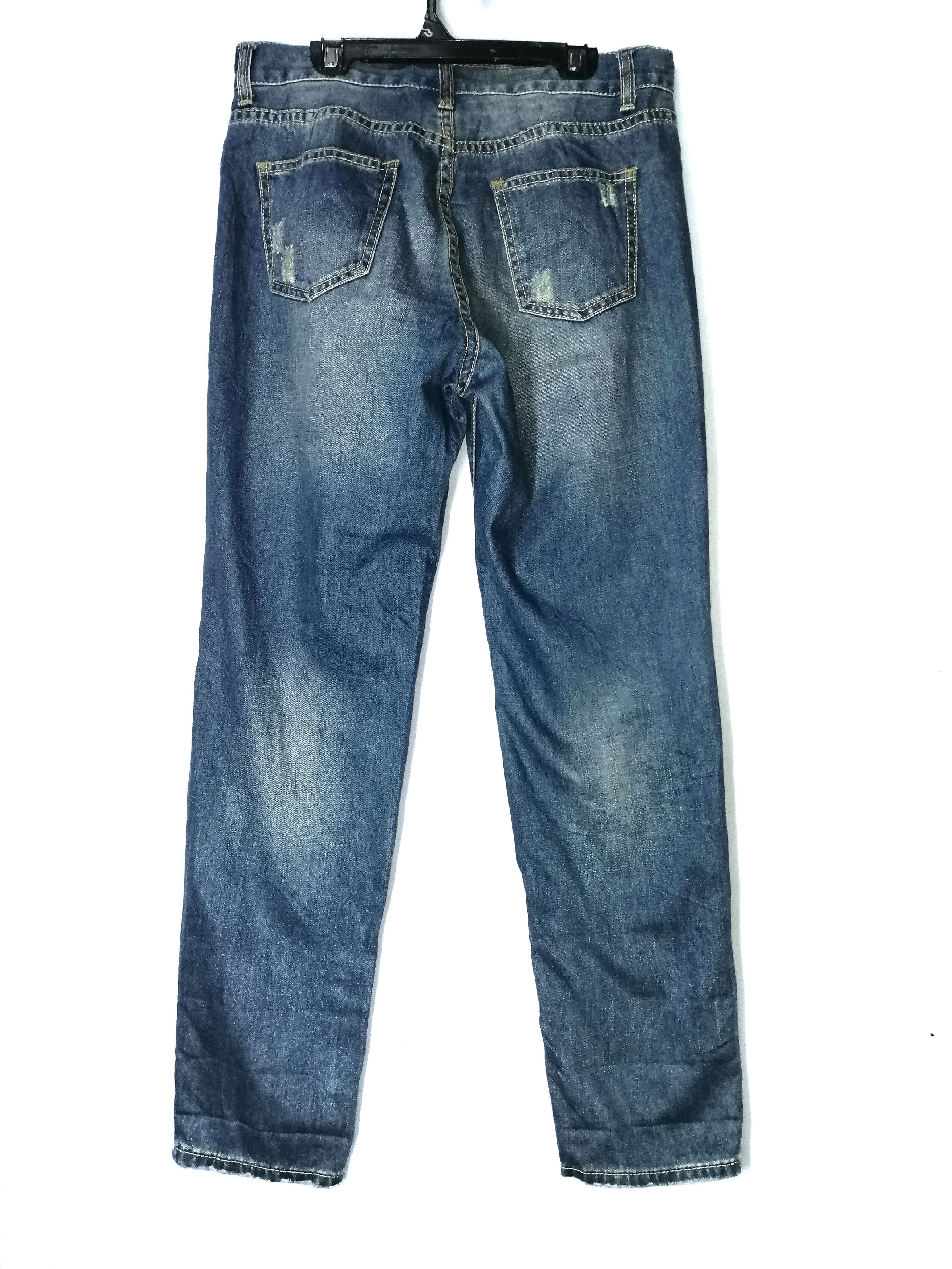 Japanese Brand Distressed Patches Emsexcite Denim Skinny Fit Like Kapital Size US 31 - 4 Thumbnail