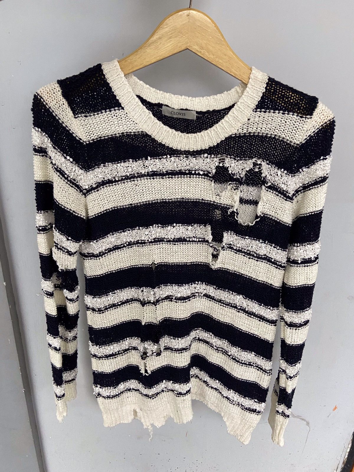 Japanese Brand × Vintage Vintage Clovis Destroyed Knit Japanese brand Size US M / EU 48-50 / 2 - 2 Thumbnail