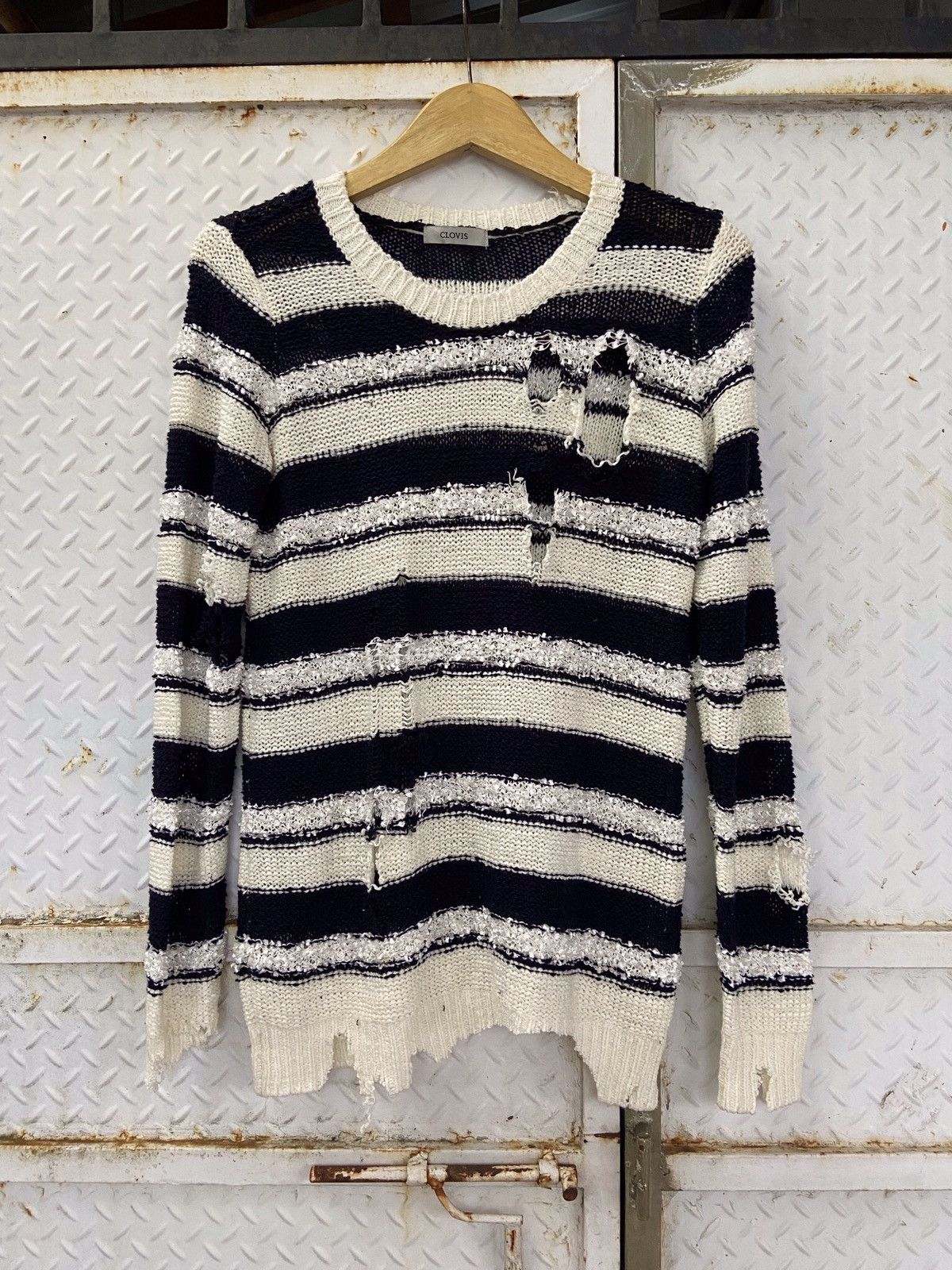 Japanese Brand × Vintage Vintage Clovis Destroyed Knit Japanese brand Size US M / EU 48-50 / 2 - 1 Thumbnail
