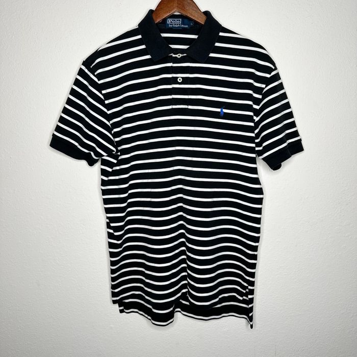 Polo Ralph Lauren Polo Ralph Lauren Black and White Striped Polo Sz L ...