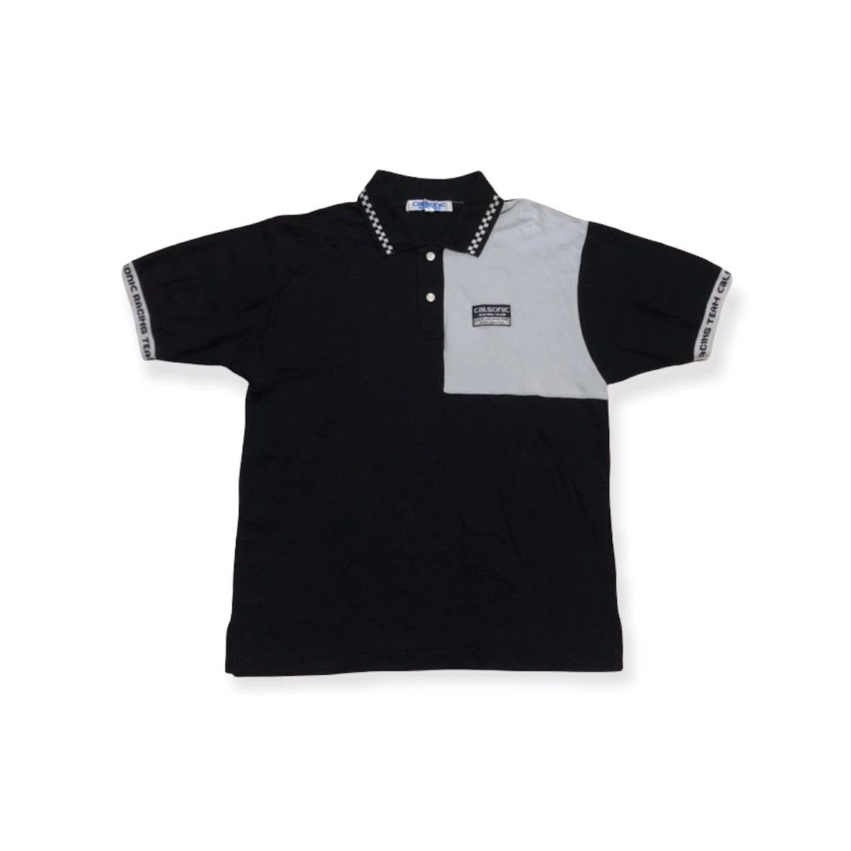 image of Vintage Calsonic Nissan Skyline Racing Team Polo Shirts in Black/White, Men's (Size Medium)