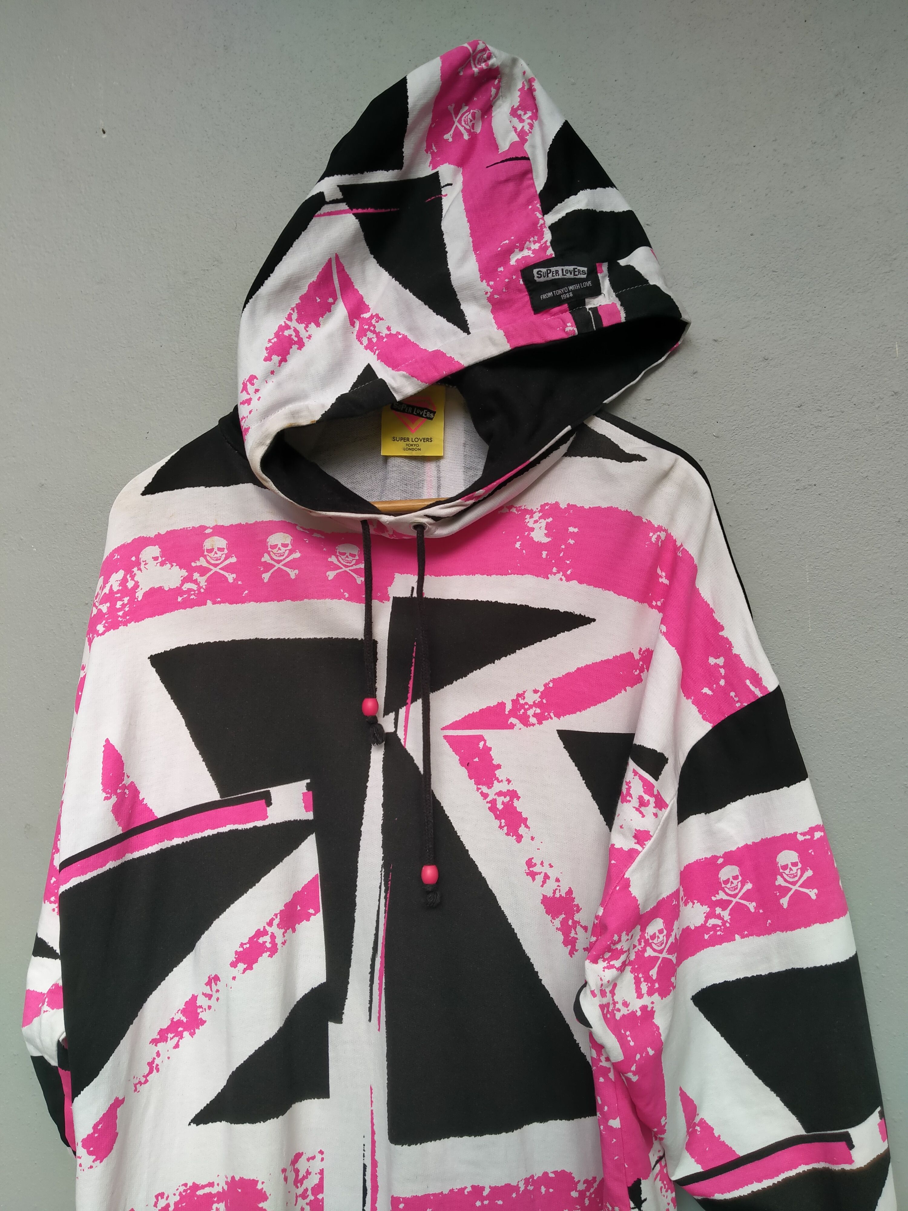 image of Hysteric Glamour x Lovers Rock Vintage Super Lovers Rock Skull Colorblock Abstract Hoodie (Size XL)