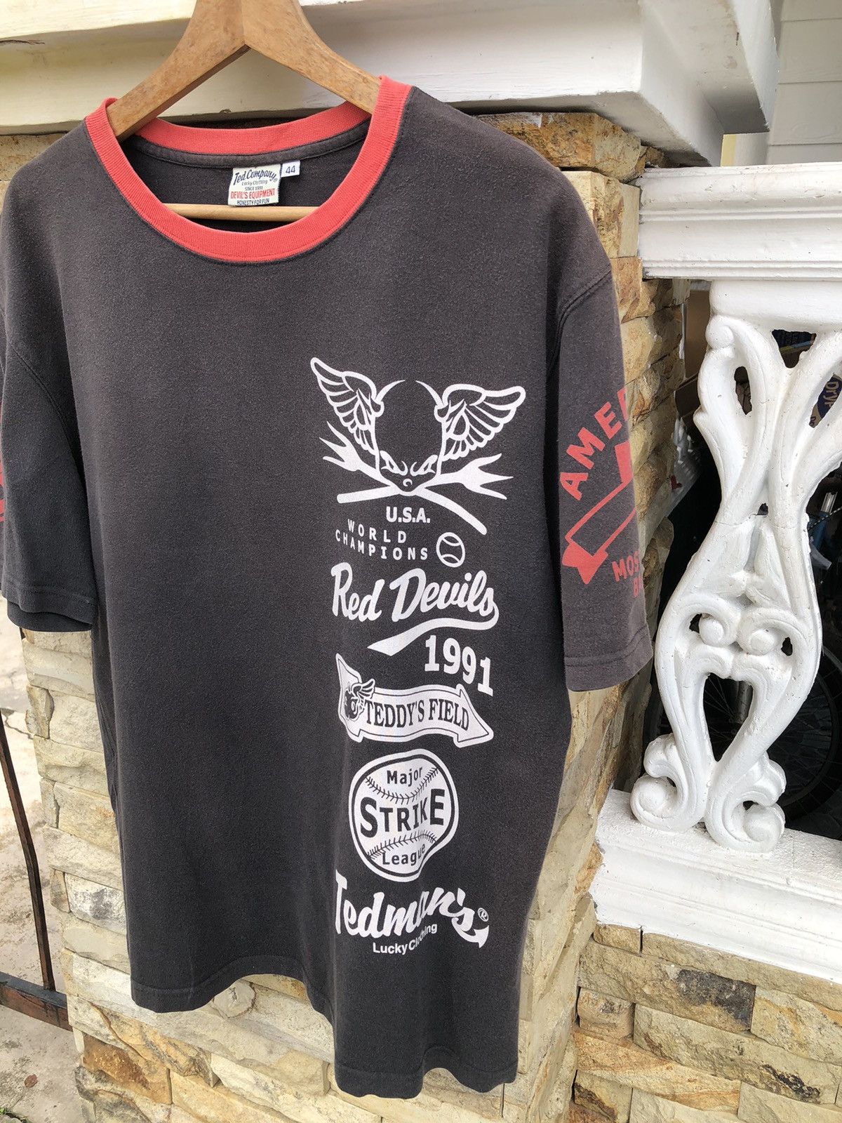 Tedman Rare🔥Vtg SUN FADED Ted Company Devil’s Baseball Tee Size US L / EU 52-54 / 3 - 3 Thumbnail