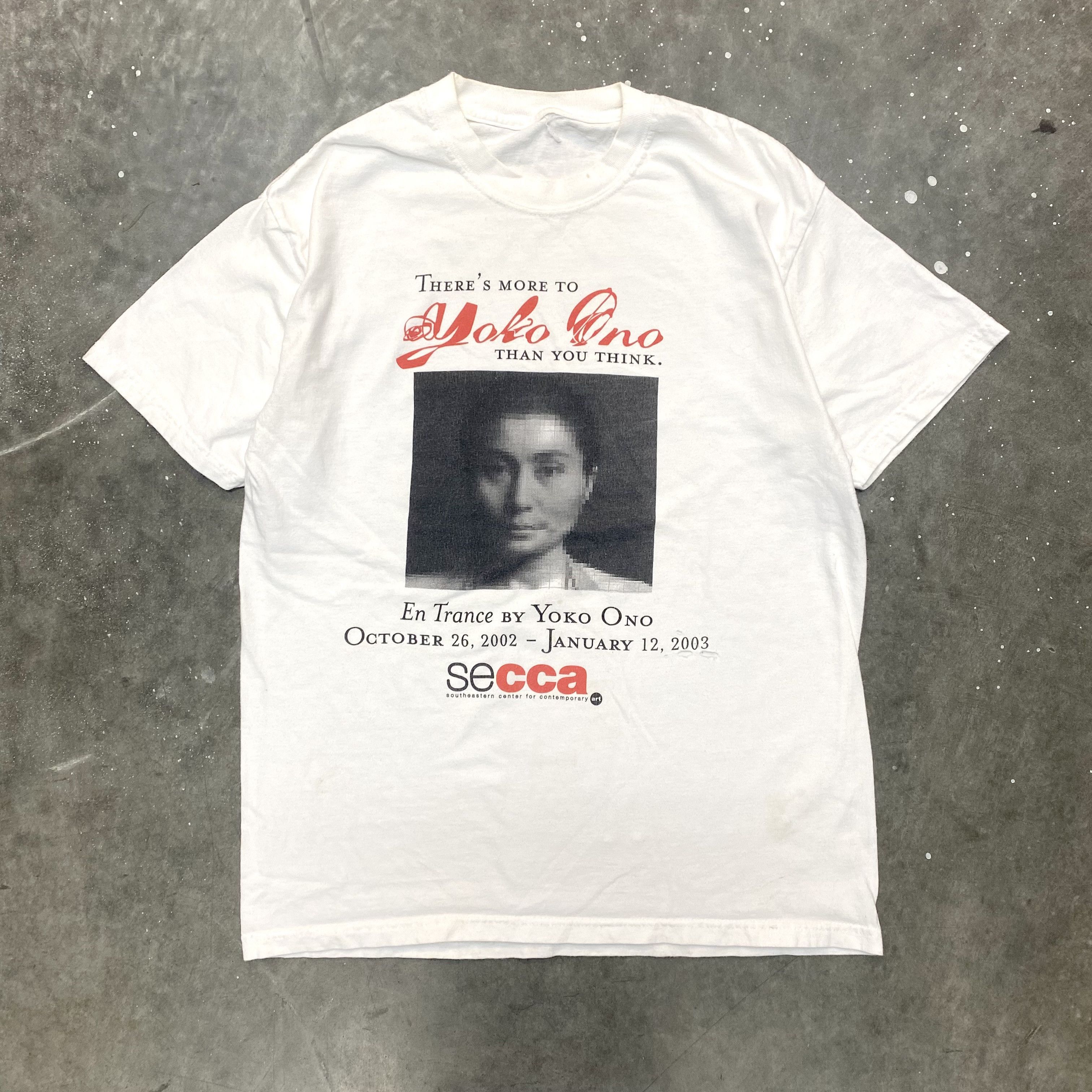 image of VTG Yoko Ono En Trance Art Exhibition T Shirt Portrait in White, Men's (Size Large)