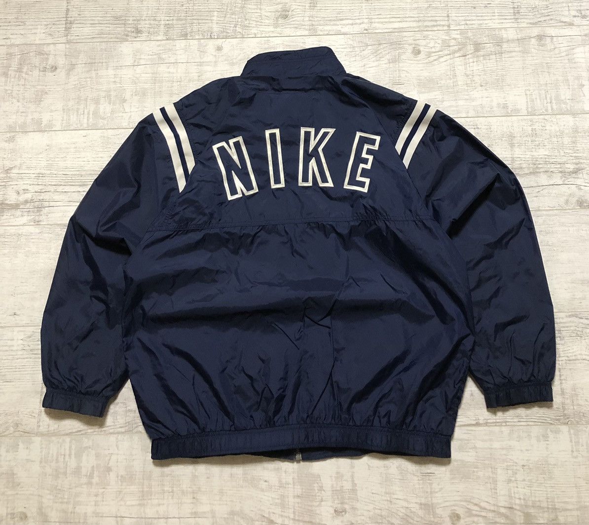 image of 90's Nike Nylon Drill Big Logo Track Jacket in Navy Blue, Men's (Size XL)