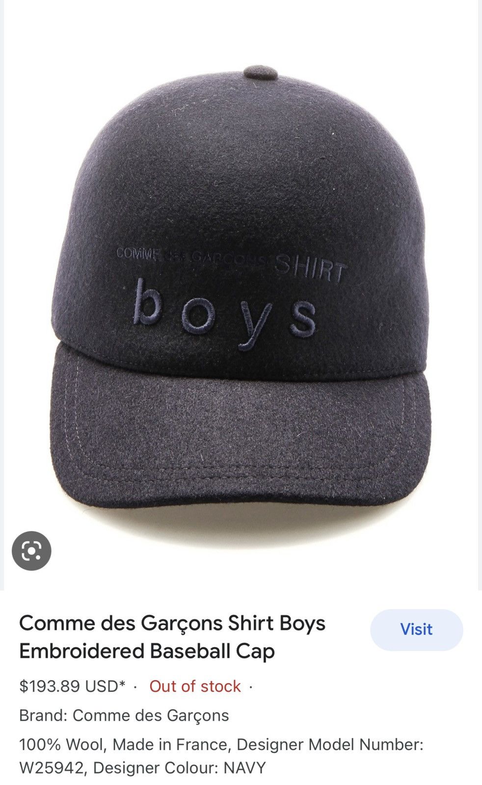 Comme des garcons shirt boys logo hat hotsell