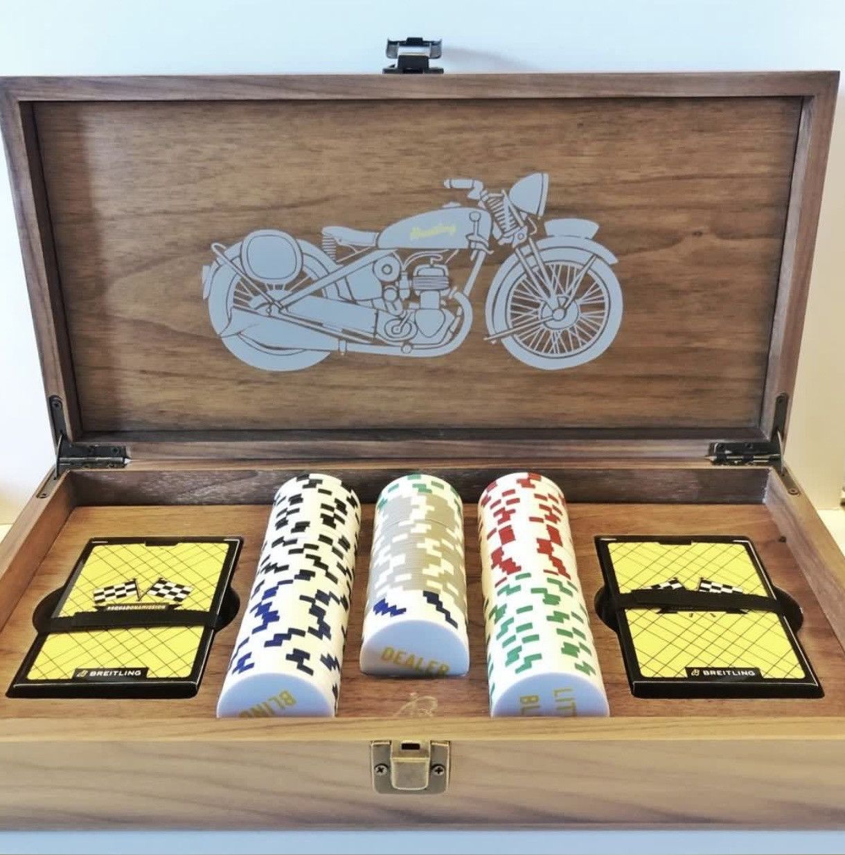 Breitling Breitling Texas Poker chips playing cards set in wooden box Size ONE SIZE - 2 Thumbnail